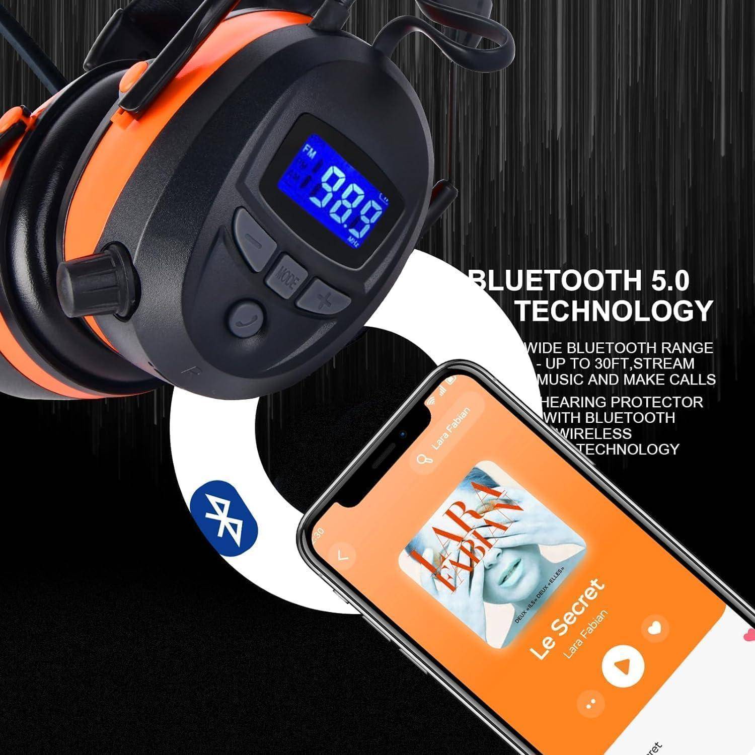 Kapselgehörschutz NRR 29 dB kabellos Bluetooth DAB+ FM MP3