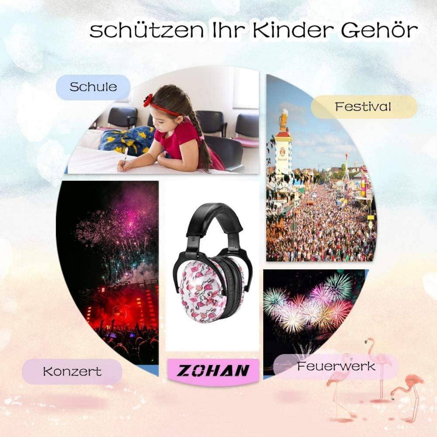 Gehörschutz Kinder Lärmschutz Kapselgehörschutz Einheitsgröße Flamingo