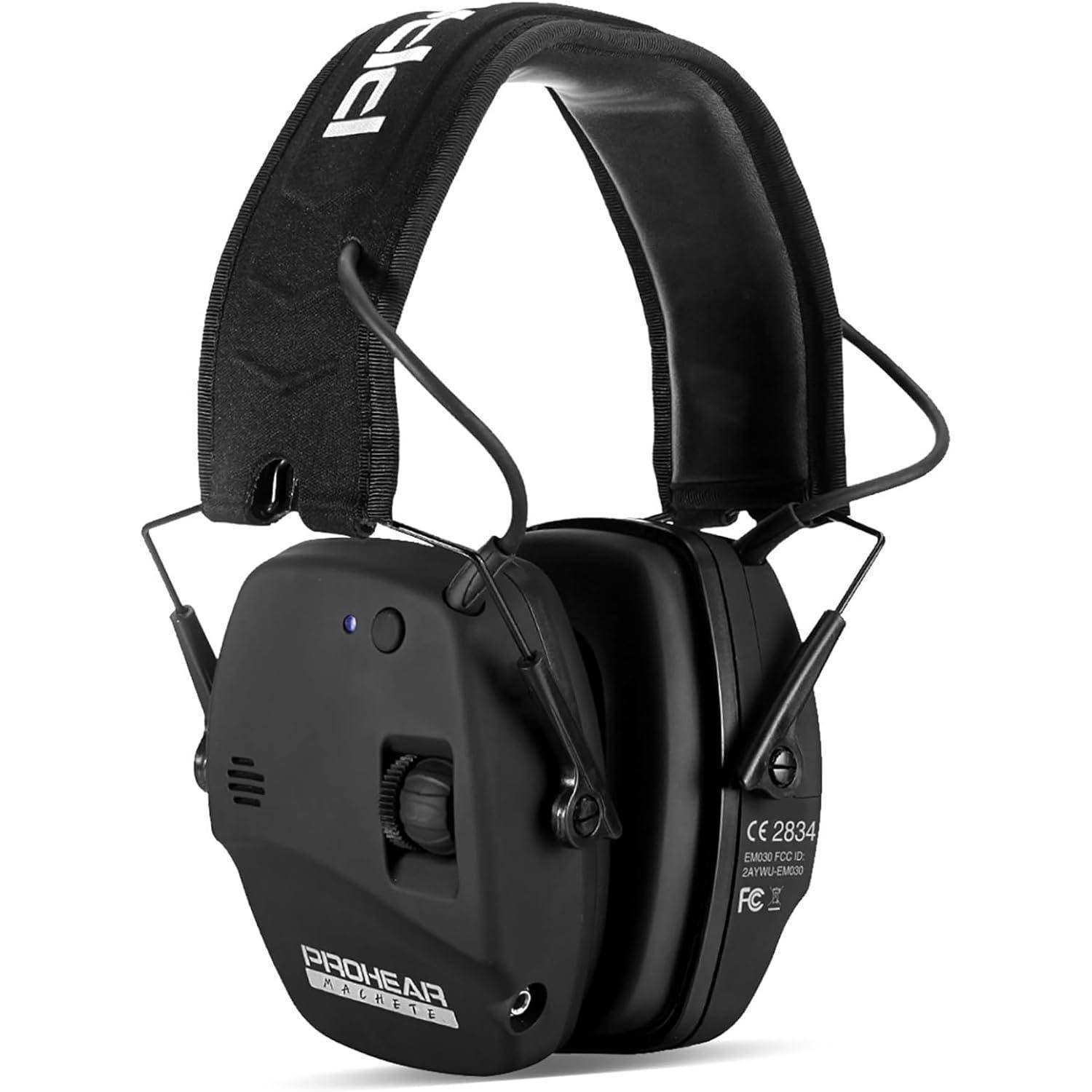 Aktive Lärmschutz-Gehörschützer in Schwarz mit verstellbarem Kopfbügel und kompaktem Design, verwendet zum Gehörschutz in lauten Umgebungen.
