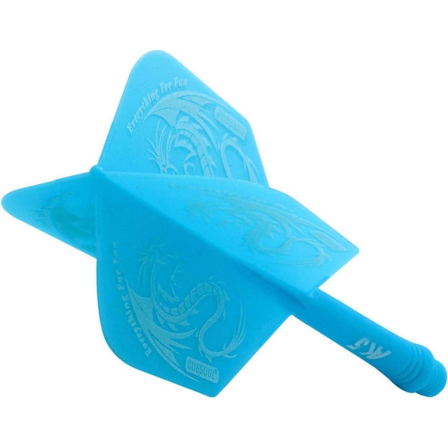 Ein blauer Plastik-Fliegenklatscher in Flugzeugform, mit den Wörtern 'Fly' und 'Swatterfly Pro Pro' auf dem Griff.