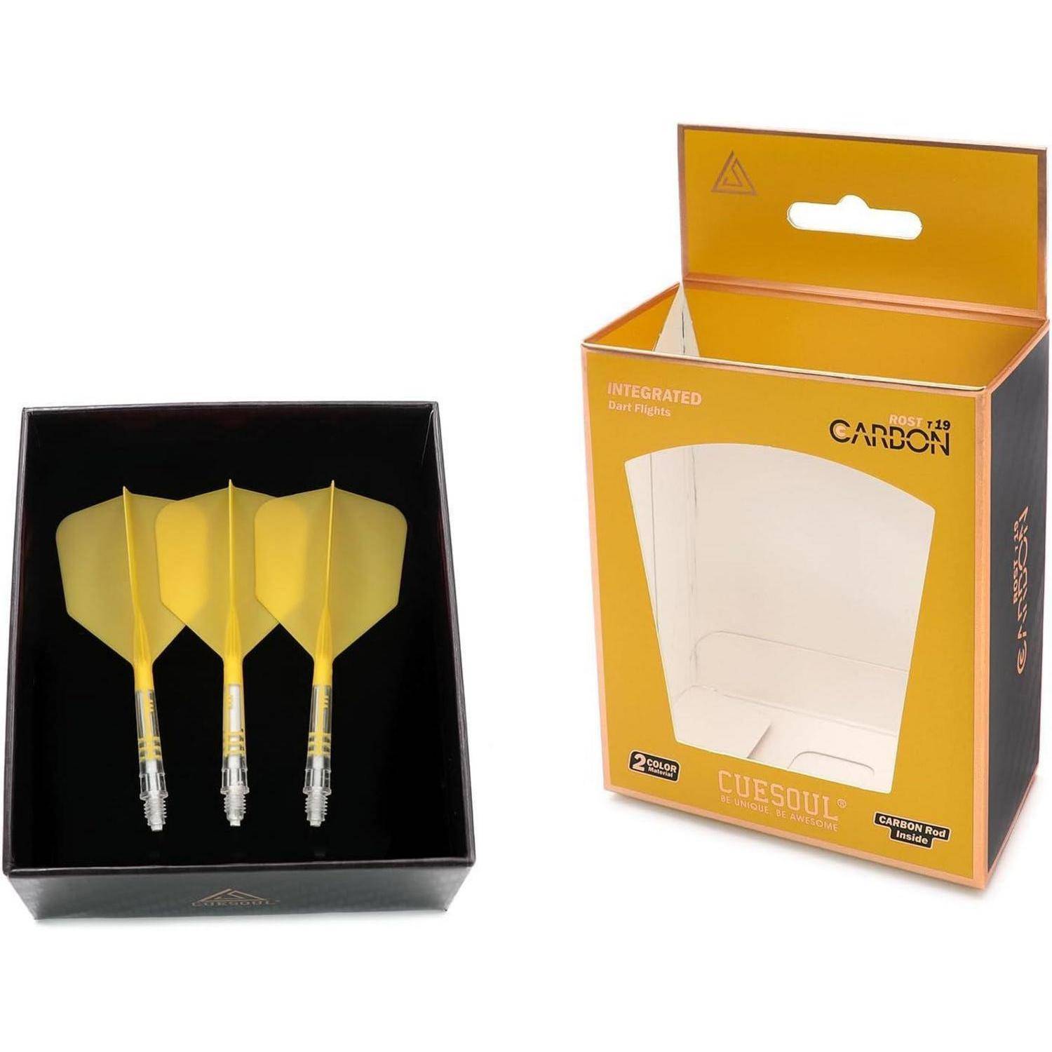 Dartschaft T19 Carbon Integriert gelber Flug weißer Schaft Größe 3