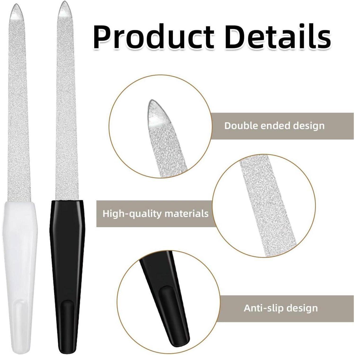 6er-Set Nagelfeilen Naturnägel Profi Metall Maniküre Pediküre Schwarz