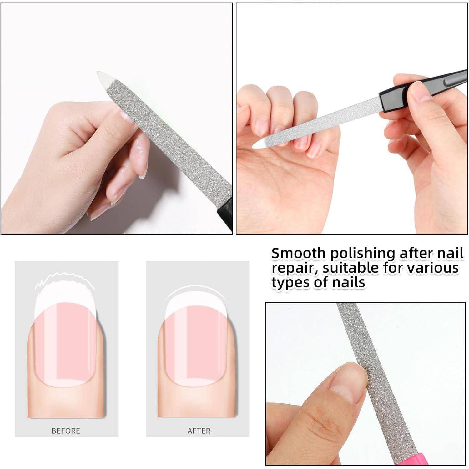 6er-Set Nagelfeilen Naturnägel Profi Metall Maniküre Pediküre Schwarz