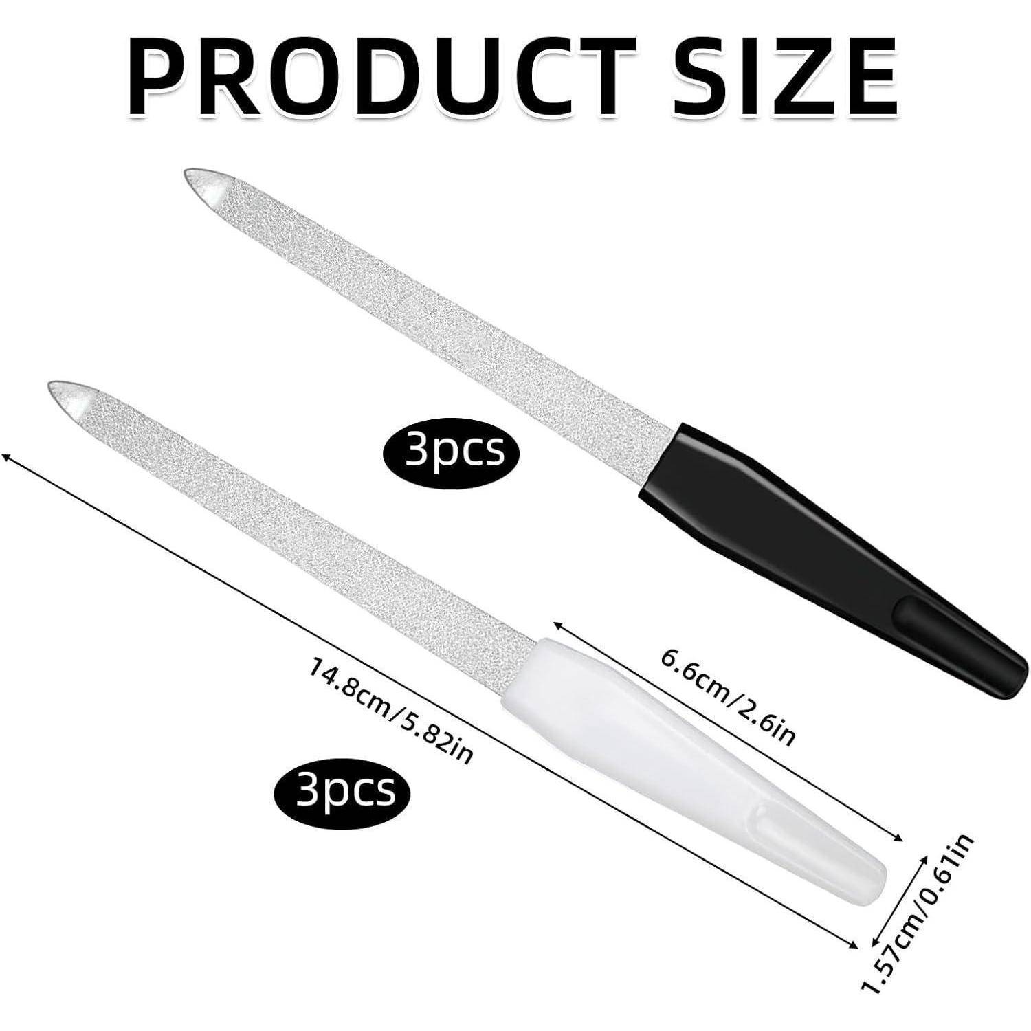 6er-Set Nagelfeilen Naturnägel Profi Metall Maniküre Pediküre Schwarz