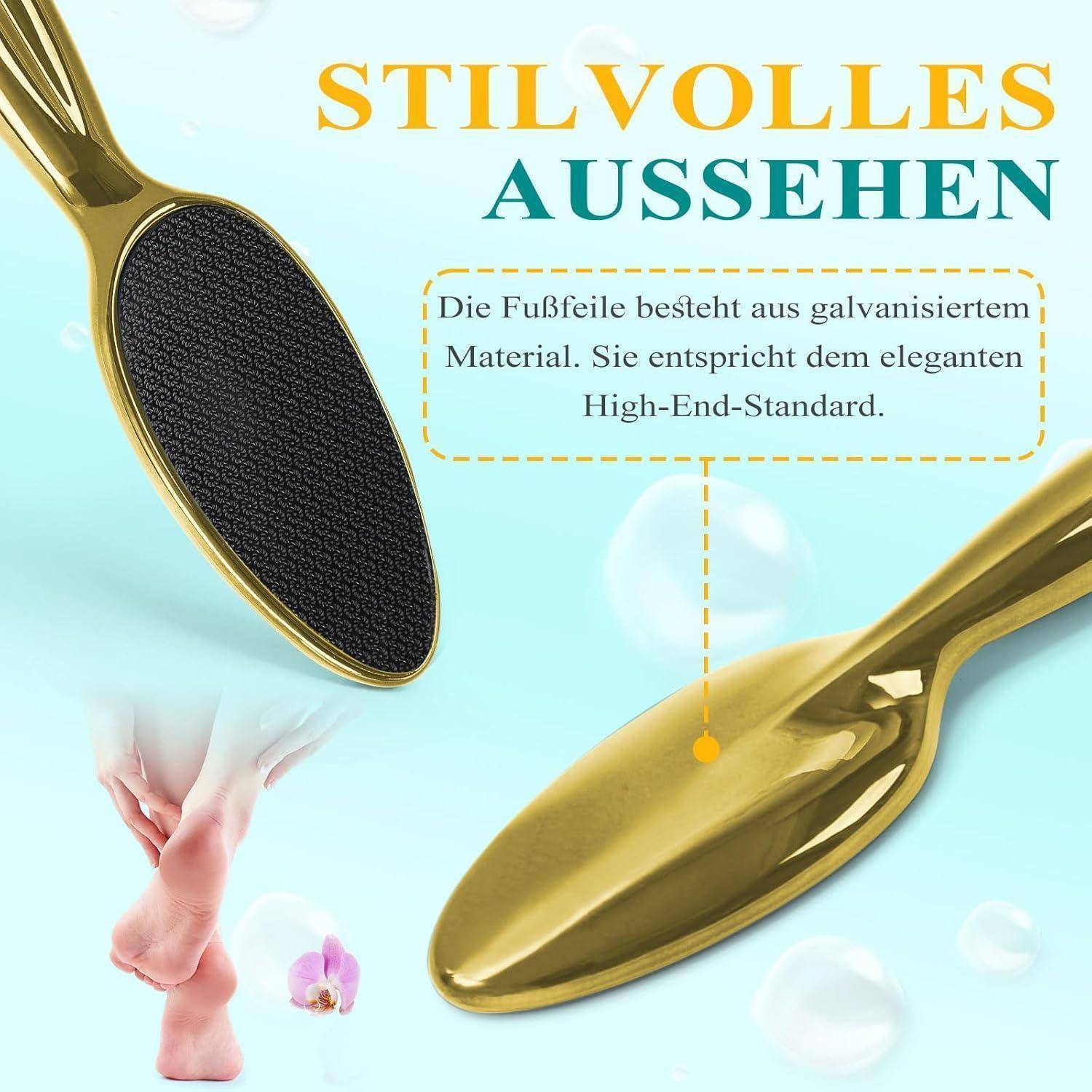Stilvolles Aussehen mit einem Fußfeile aus Gold. Das Produkt ist aus galvanisiertem Material gefertigt und erfüllt höchste Qualitätsstandards.