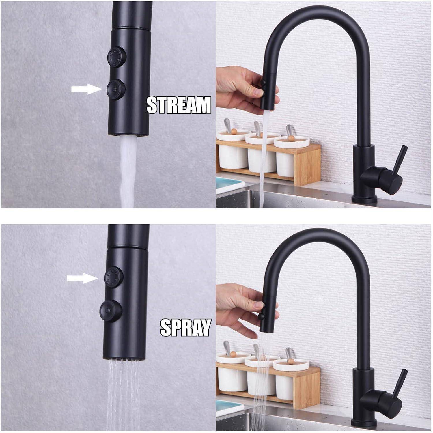 Wasserhahn Küche Schwarz Hochdruck Ausziehbar 360° Schwenkbar Brause 2