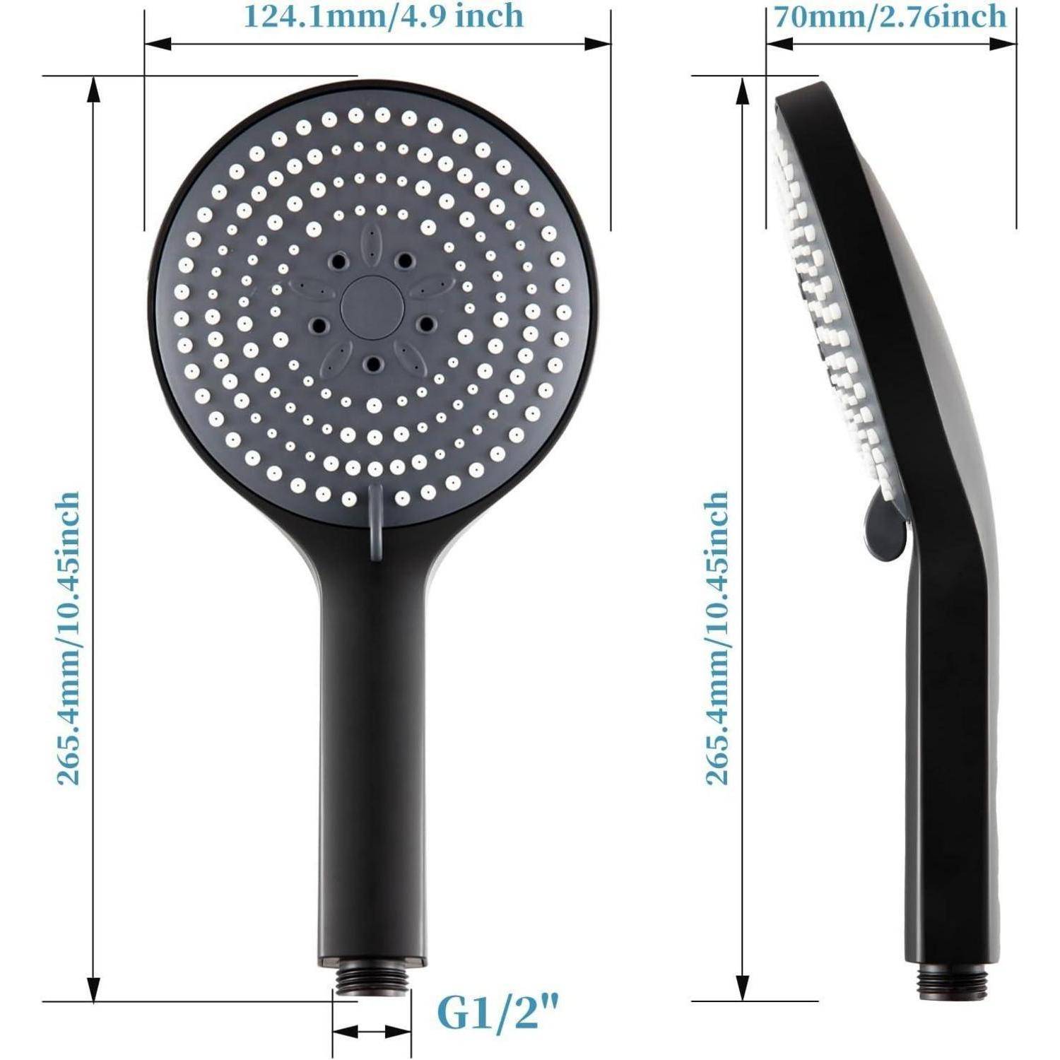 Duschkopf schwarz groß XXL 130 mm 6 Strahlarten Brausekopf Schwarz