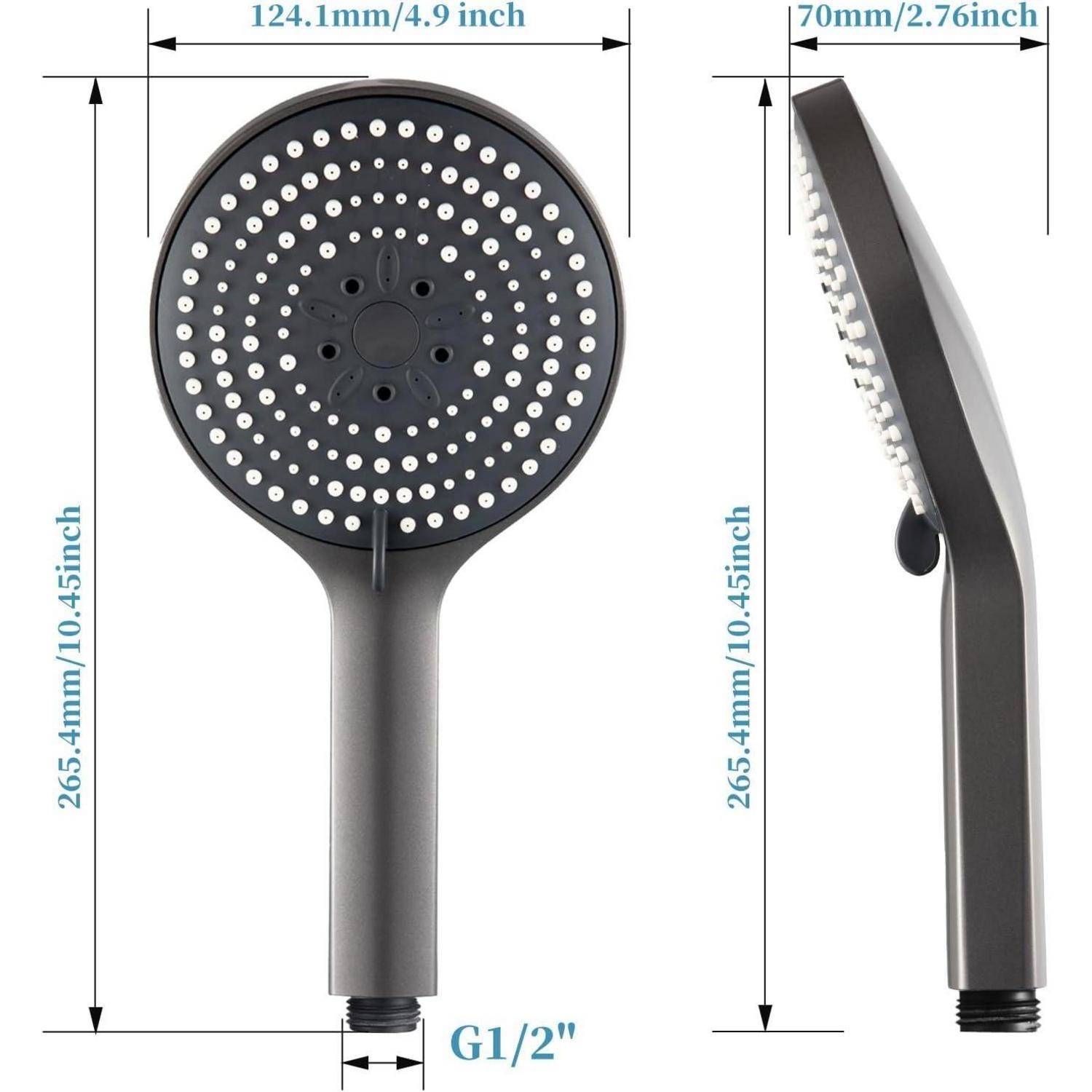 Duschkopf Groß XXL 130mm 6 Brausekopf Gebürstetes Schwarzchrom