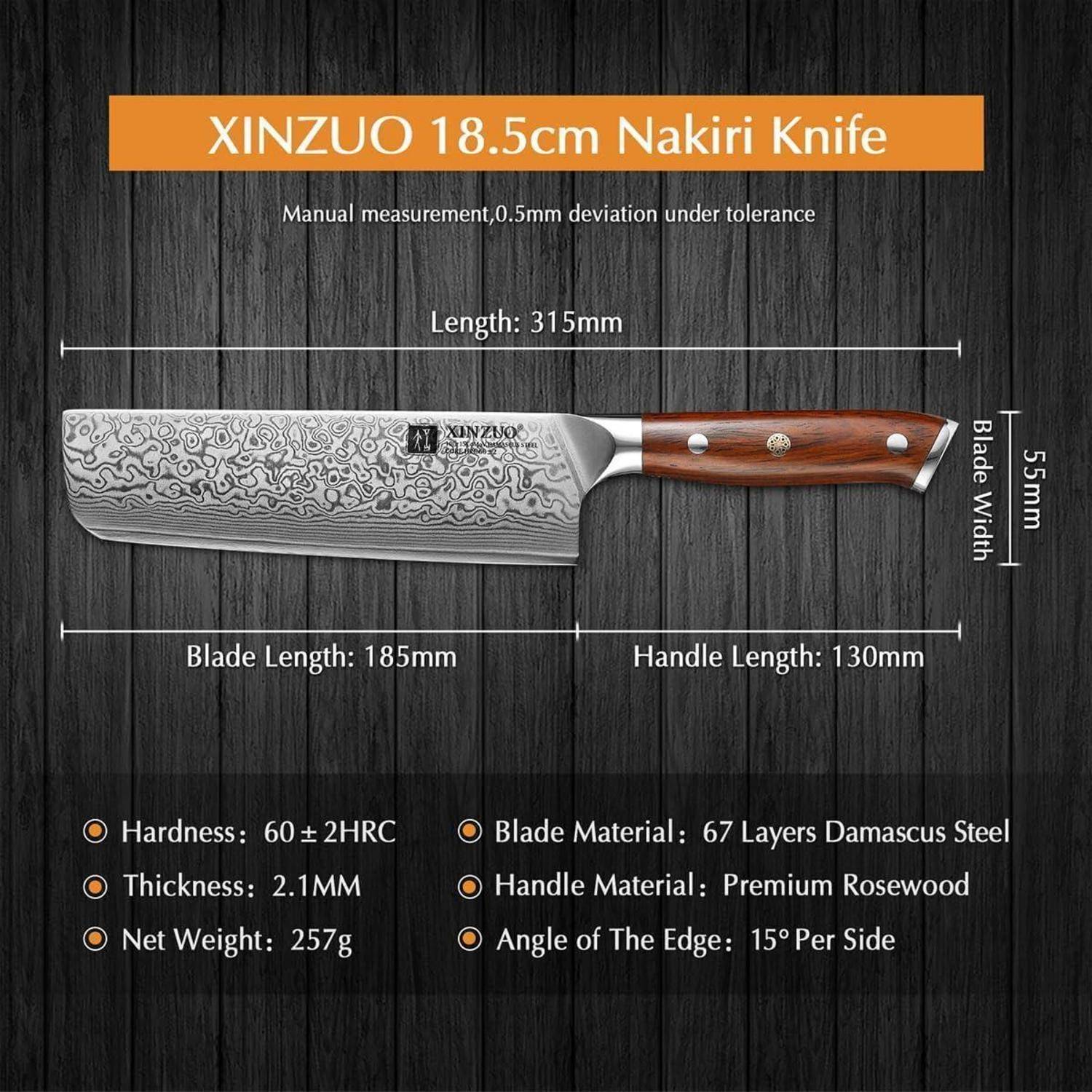 18.5cm Damaskus Nakirimesser 67 Schichten Profi Küchenmesser