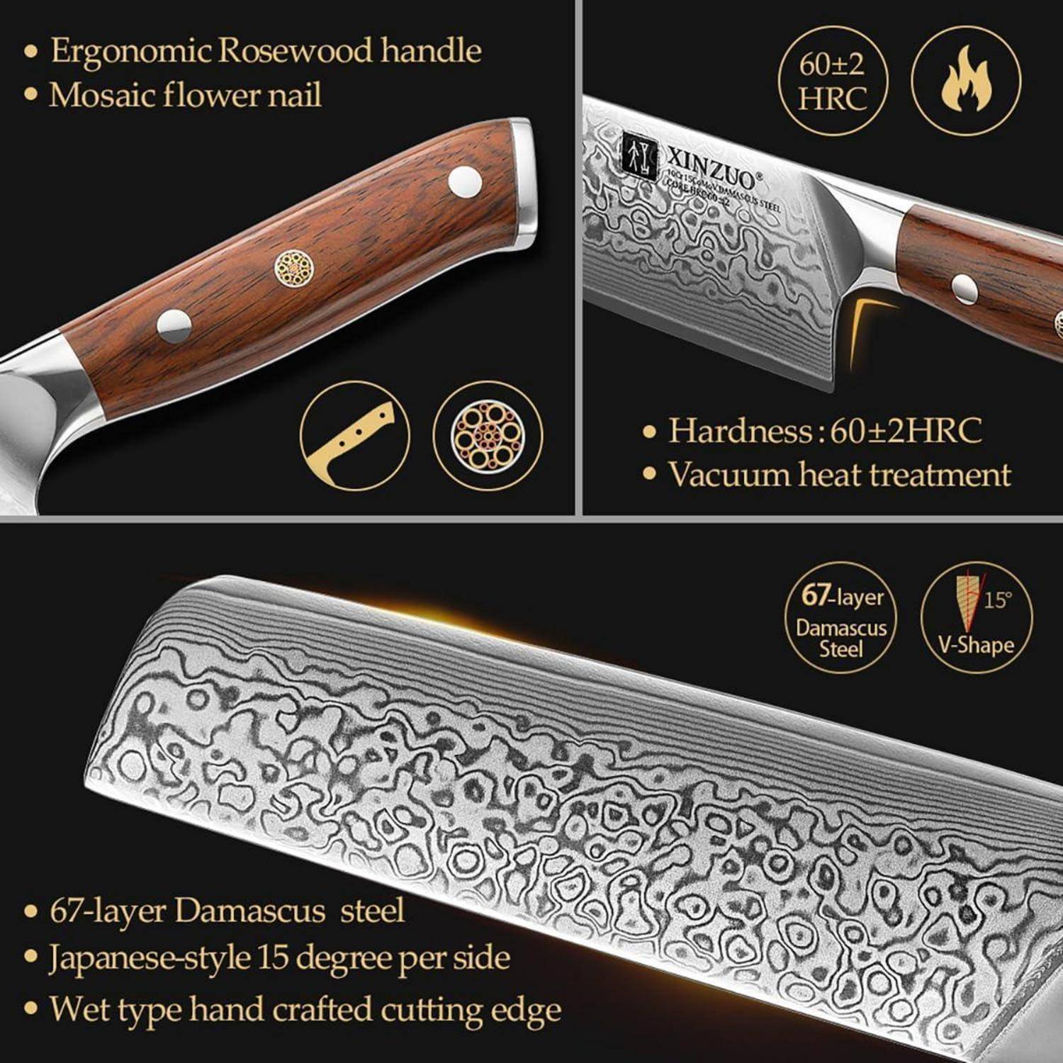18.5cm Damaskus Nakirimesser 67 Schichten Profi Küchenmesser