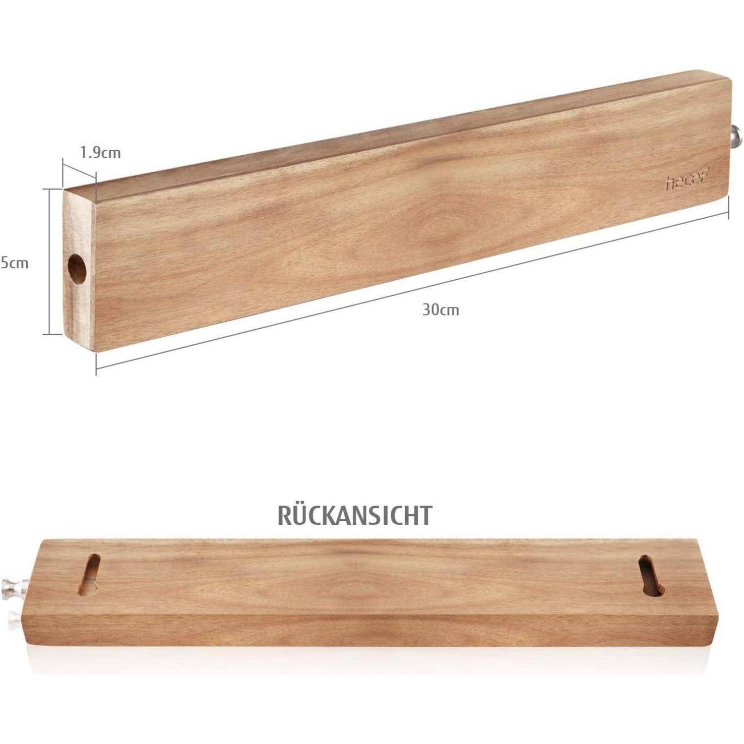Holztür-Türdichtung mit beschrifteten Maßen: 30 cm Länge, 5 cm Höhe und 1,9 cm Dicke. Rückansicht dargestellt.