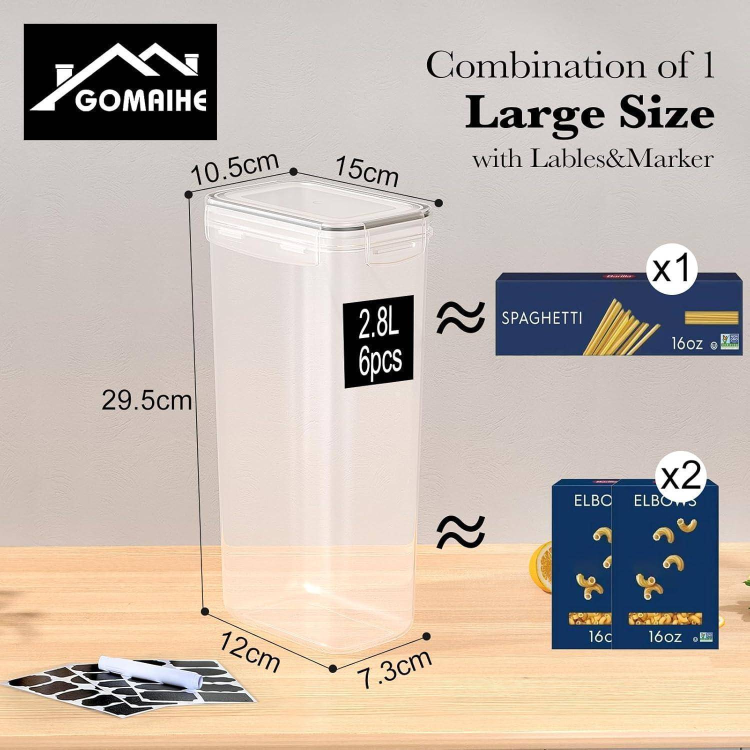 Vorratsdosen 6er Set 2,8L Luftdicht Deckel Schwarz 2.8LX6 Stück