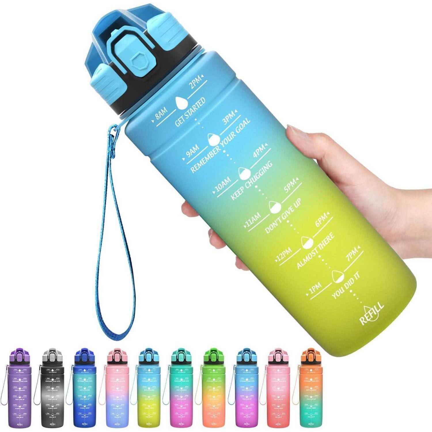 Trinkflasche Kinder Auslaufsicher BPAfrei Tritan 1l 1000 ml Blau-gelb