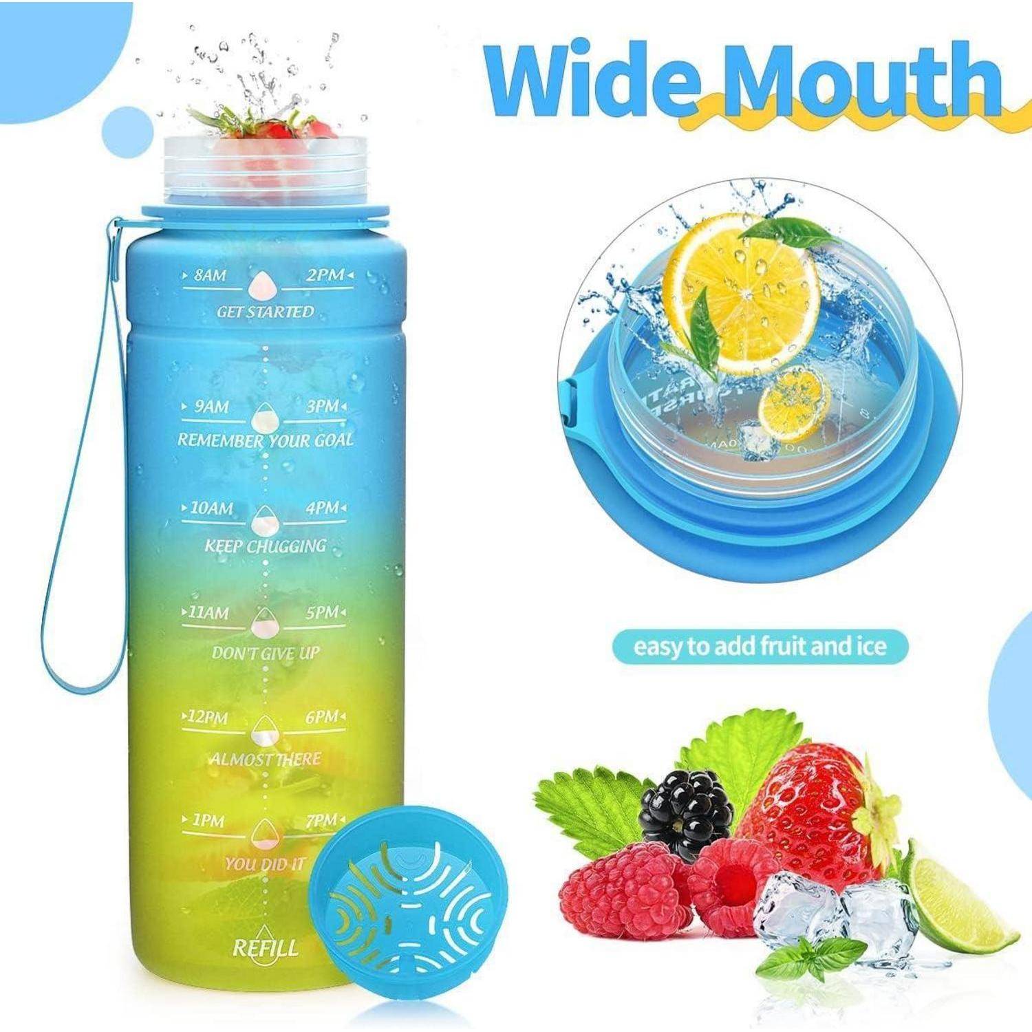Trinkflasche Kinder Auslaufsicher BPAfrei Tritan 1l 1000 ml Blau-gelb