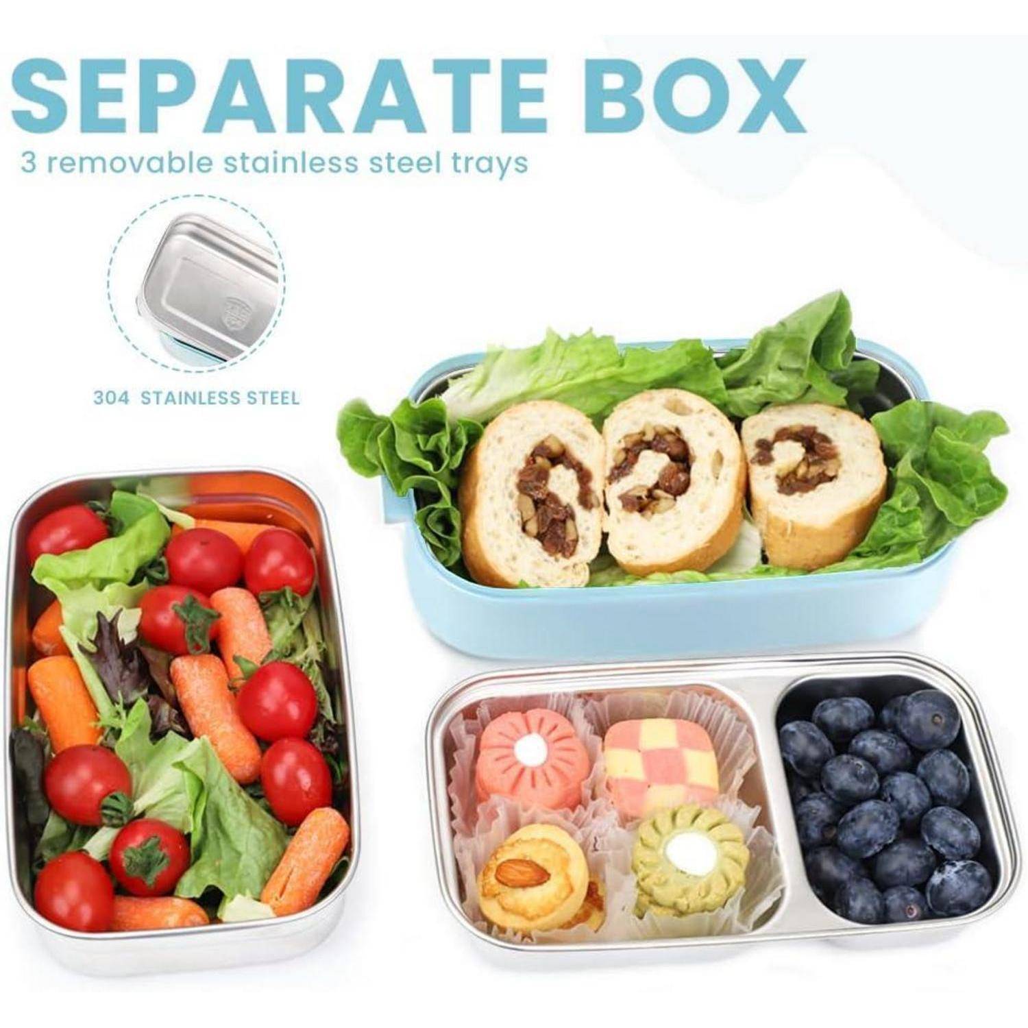 Lunchbox Brotdose auslaufsicher luftdicht Edelstahl 1700ml blau