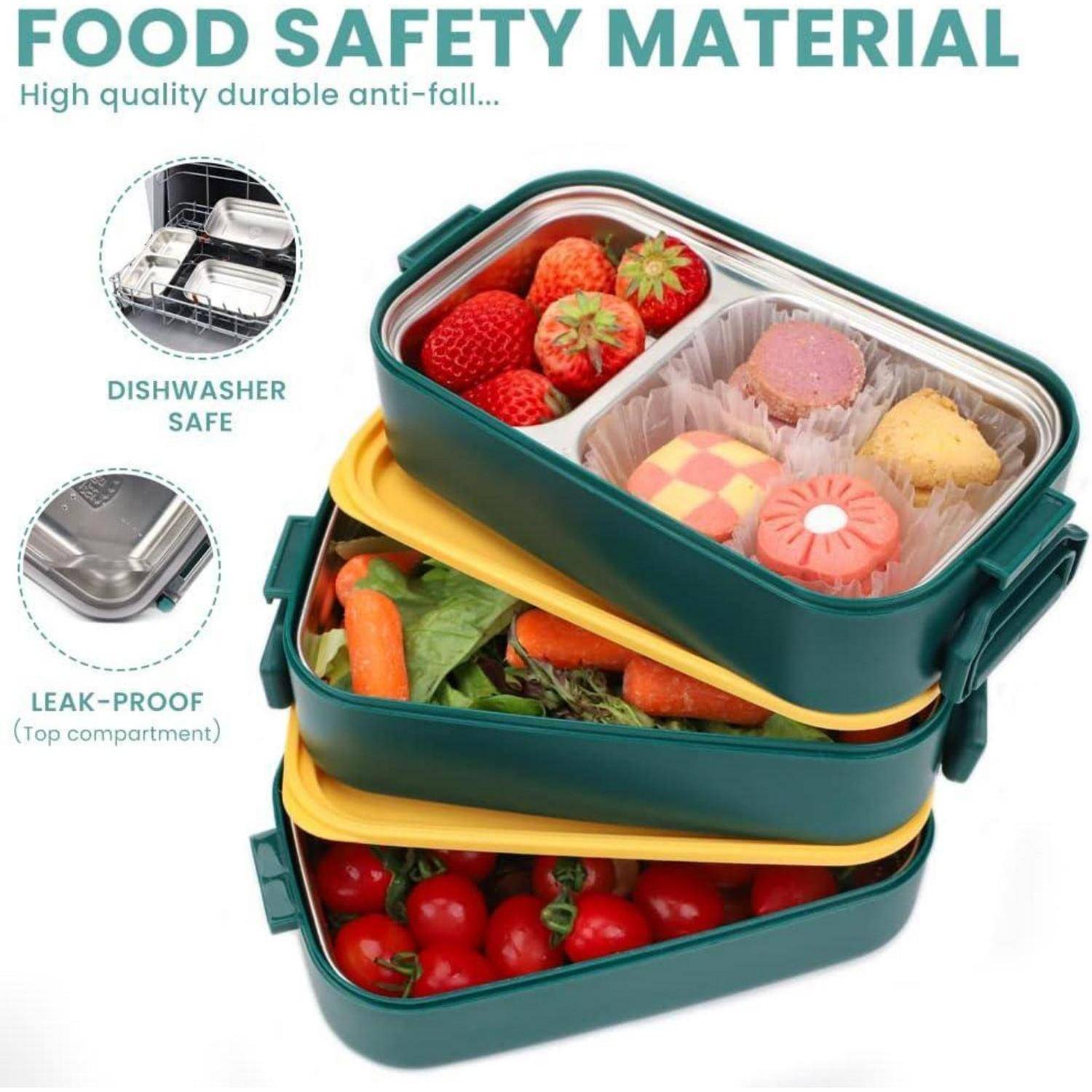 Lunchbox Brotdose Bento Auslaufsicher Edelstahl Edelstahl 1700ml-grün