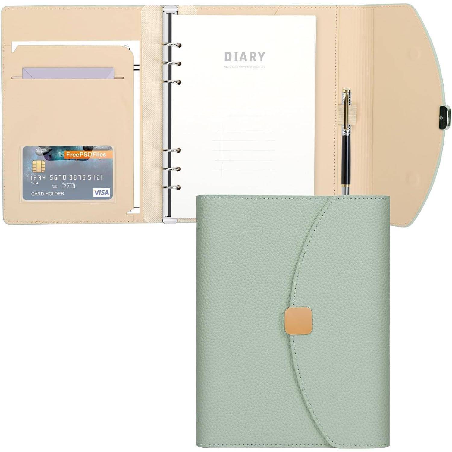 A5 PU Leder Binder Notizbuch 6 Ring Planer Journal nachfüllbar