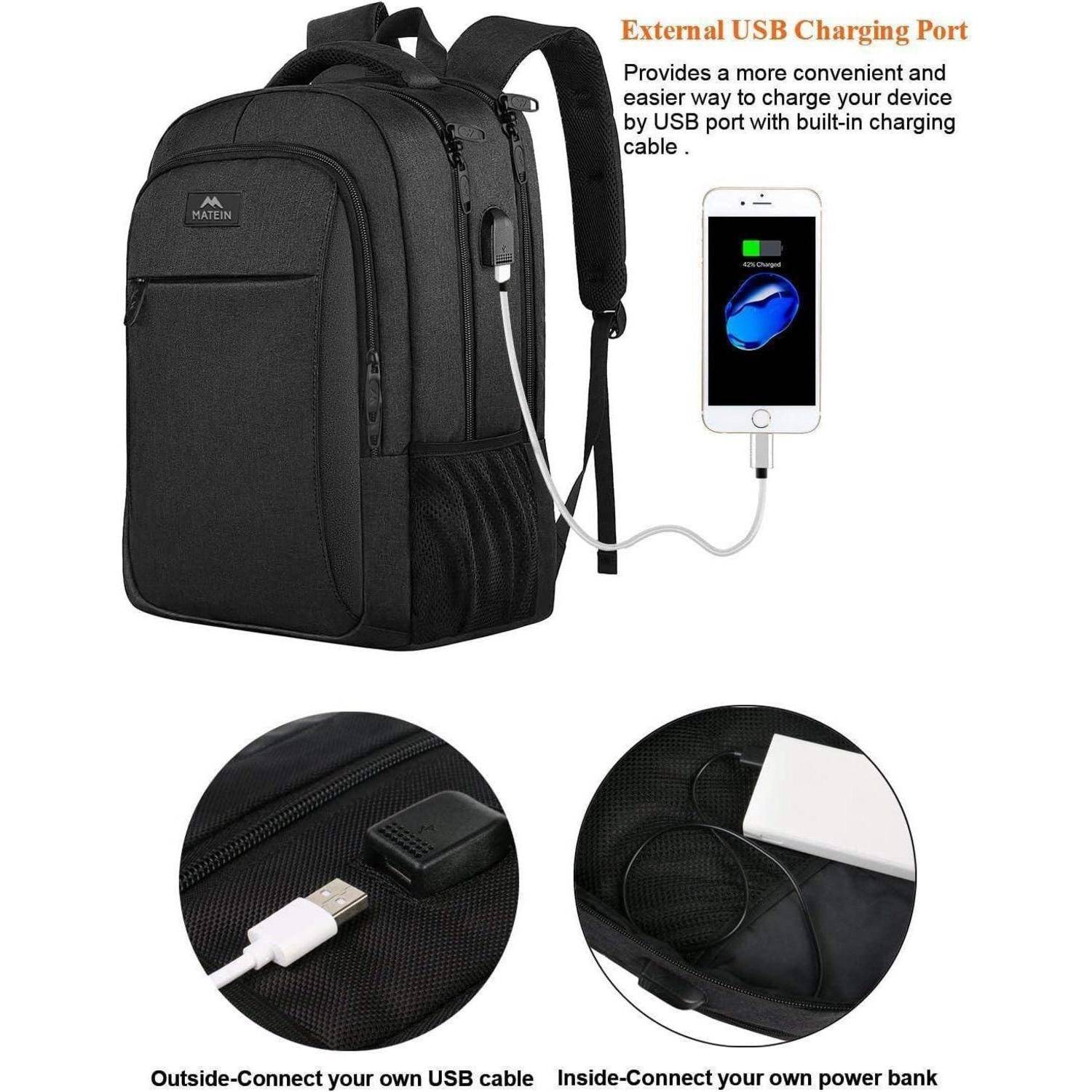 Business Laptop Rucksack 15,6 Zoll USB Ladeanschluss Schwarz
