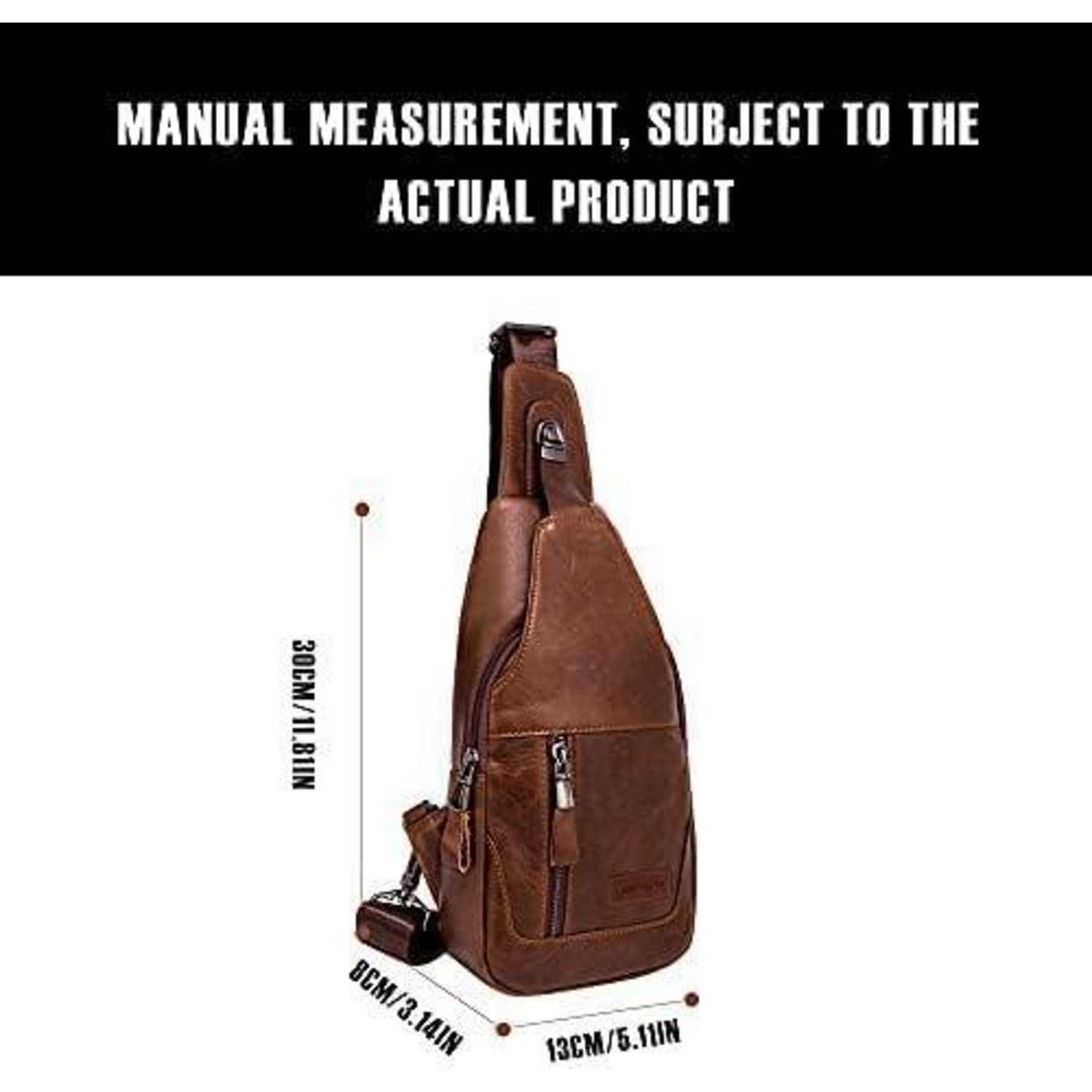 Brusttasche Herren echtes Leder Schultertasche Sporttasche - Braun