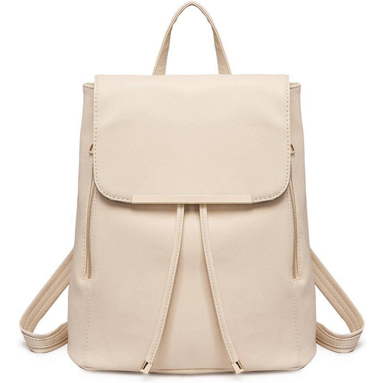 Damen Kunstleder Rolltop Rucksack Tunnelzug Cityrucksack