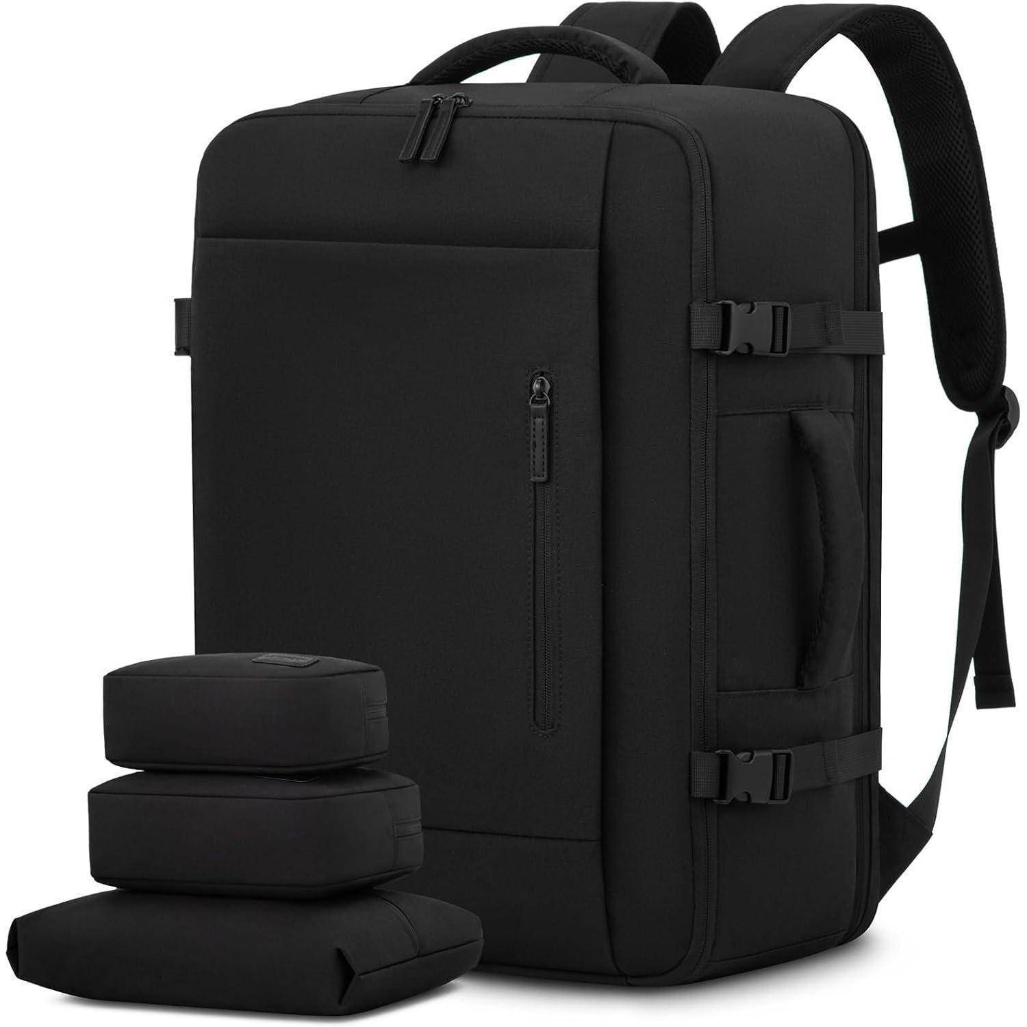 45L Reiserucksack Handgepäck Flugzeug Schwarz 18 Zoll Laptop Rucksack