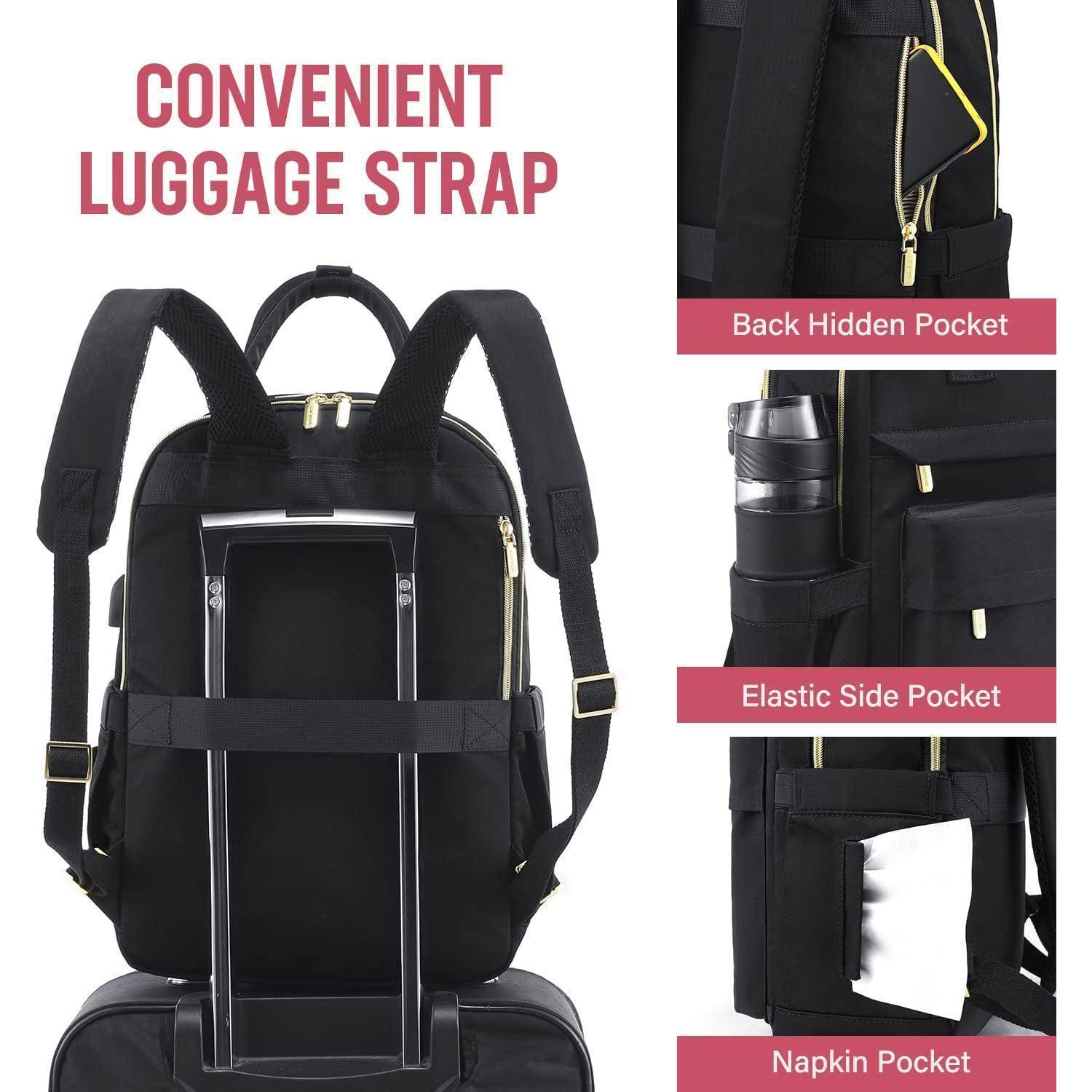 Rucksack Damen 17 Zoll Laptop Schwarz Wasserdicht Uni Reise