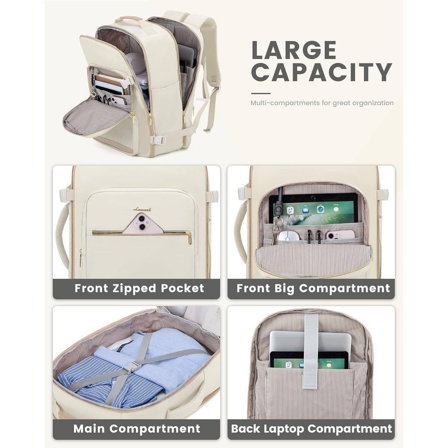 Handgepäck Rucksack 40L Flugzeug Damen Reiserucksack Wasserdicht 17