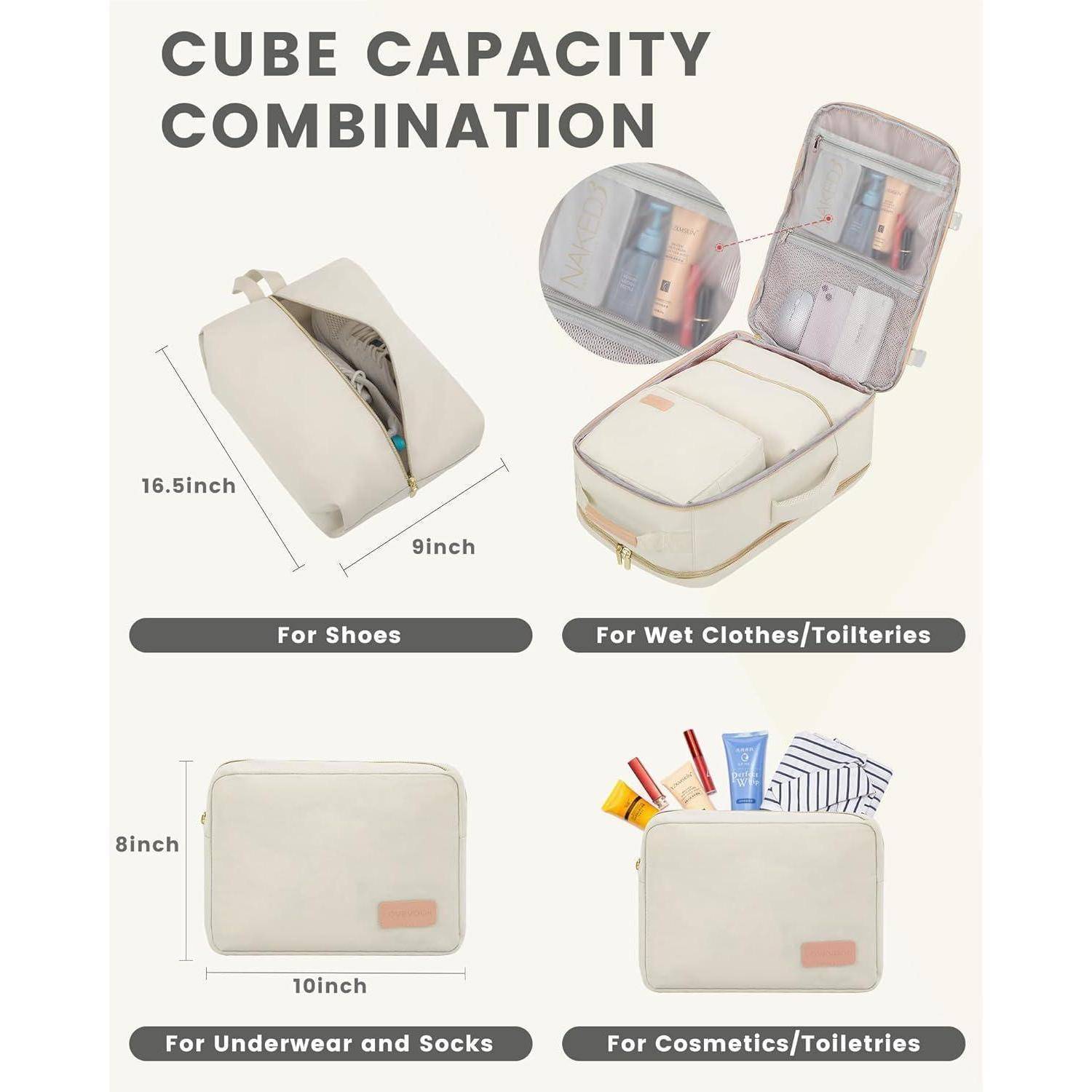 Handgepäck Rucksack 40L Flugzeug Damen Reiserucksack Wasserdicht 17