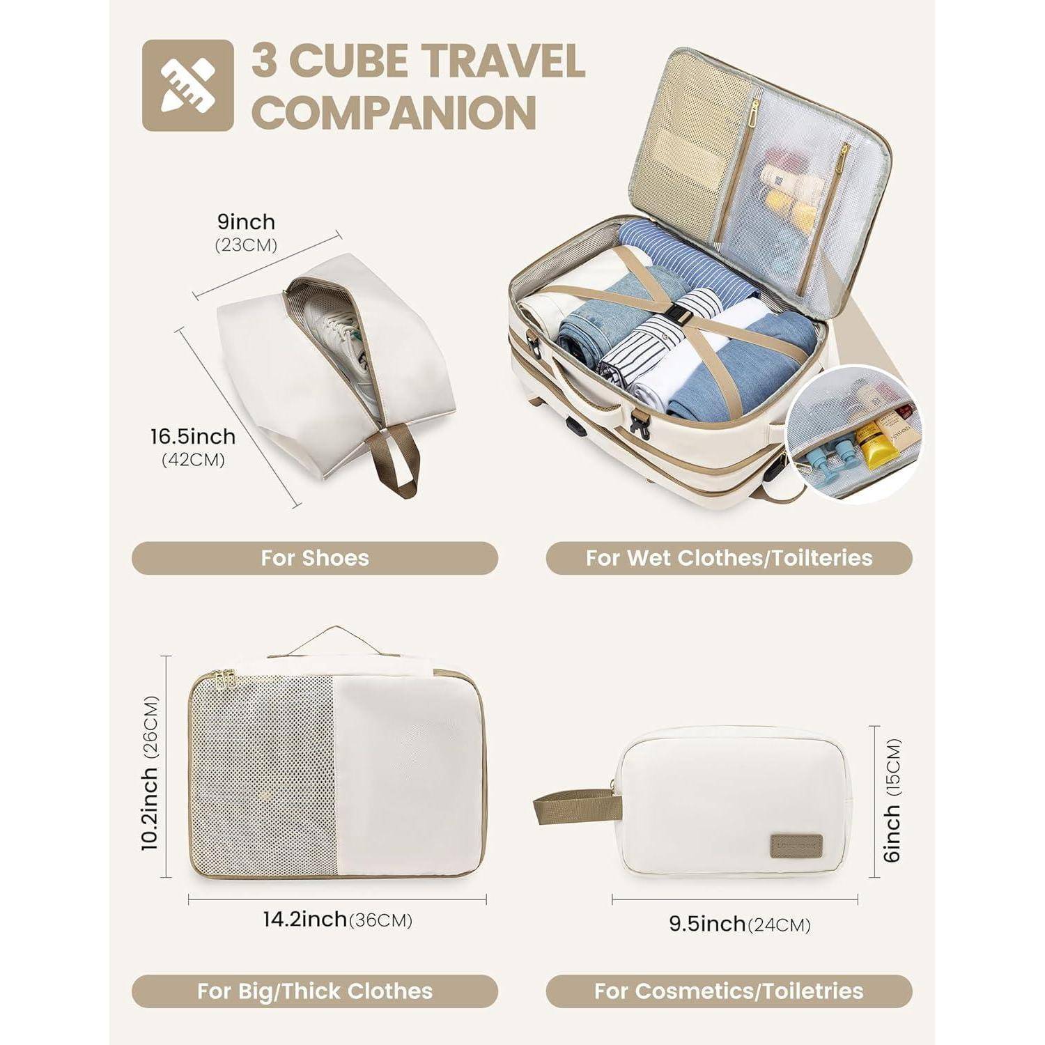 Rucksack Handgepäck Flugzeug Laptop Daypack 30L Wasserfest Beige Khaki