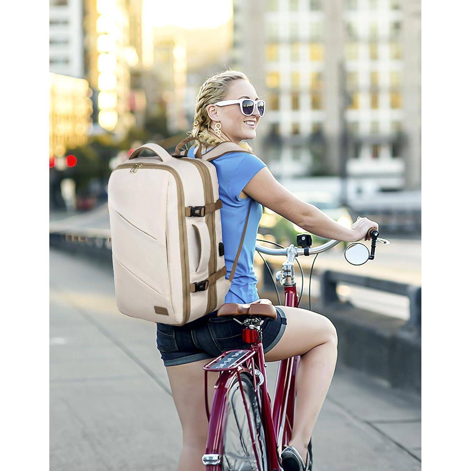 Rucksack Handgepäck Flugzeug Laptop Daypack 30L Wasserfest Beige Khaki