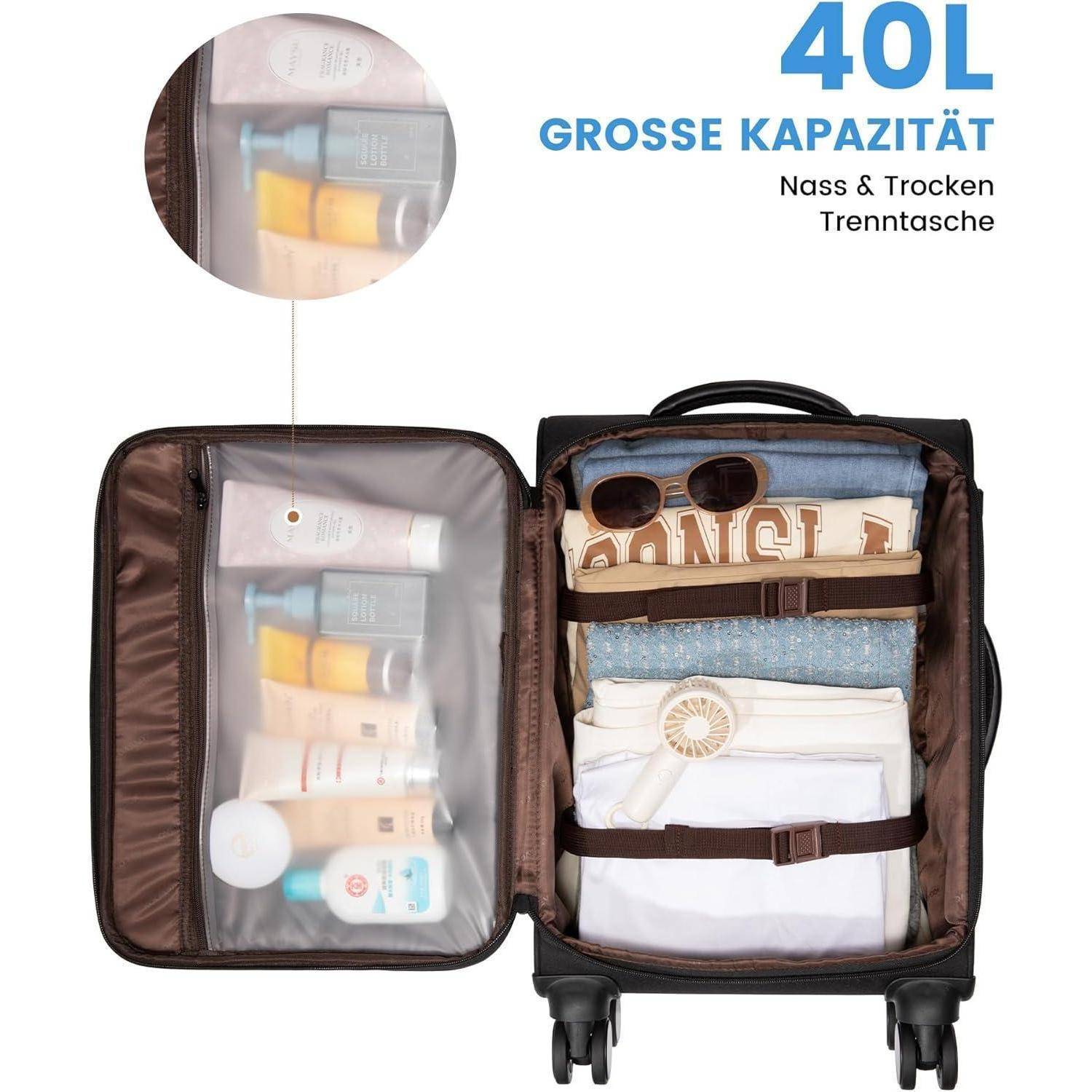 Trolley Handgepäck Koffer Leicht Rollkoffer TSA-Schloss 4 Rollen 15.6