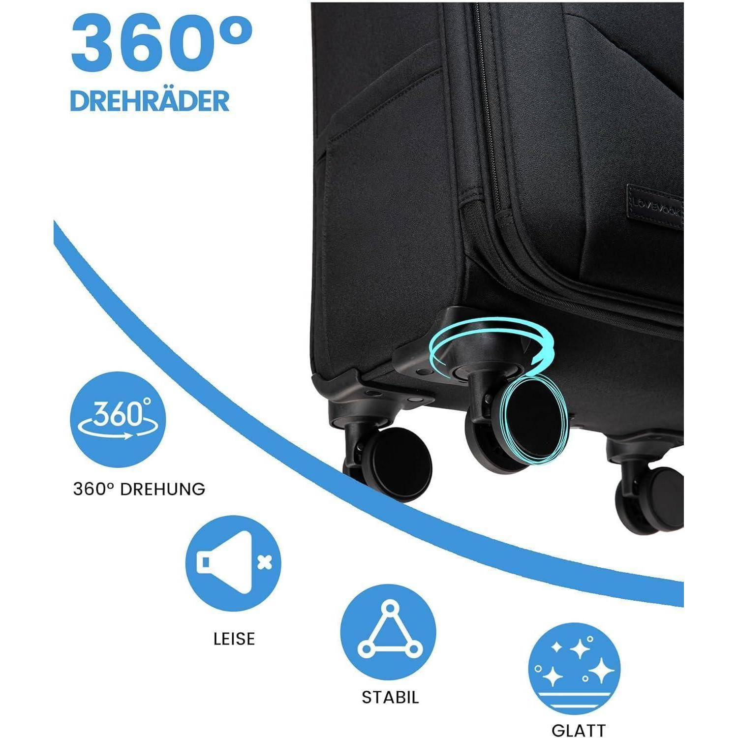 Trolley Handgepäck Koffer Leicht Rollkoffer TSA-Schloss 4 Rollen 15.6