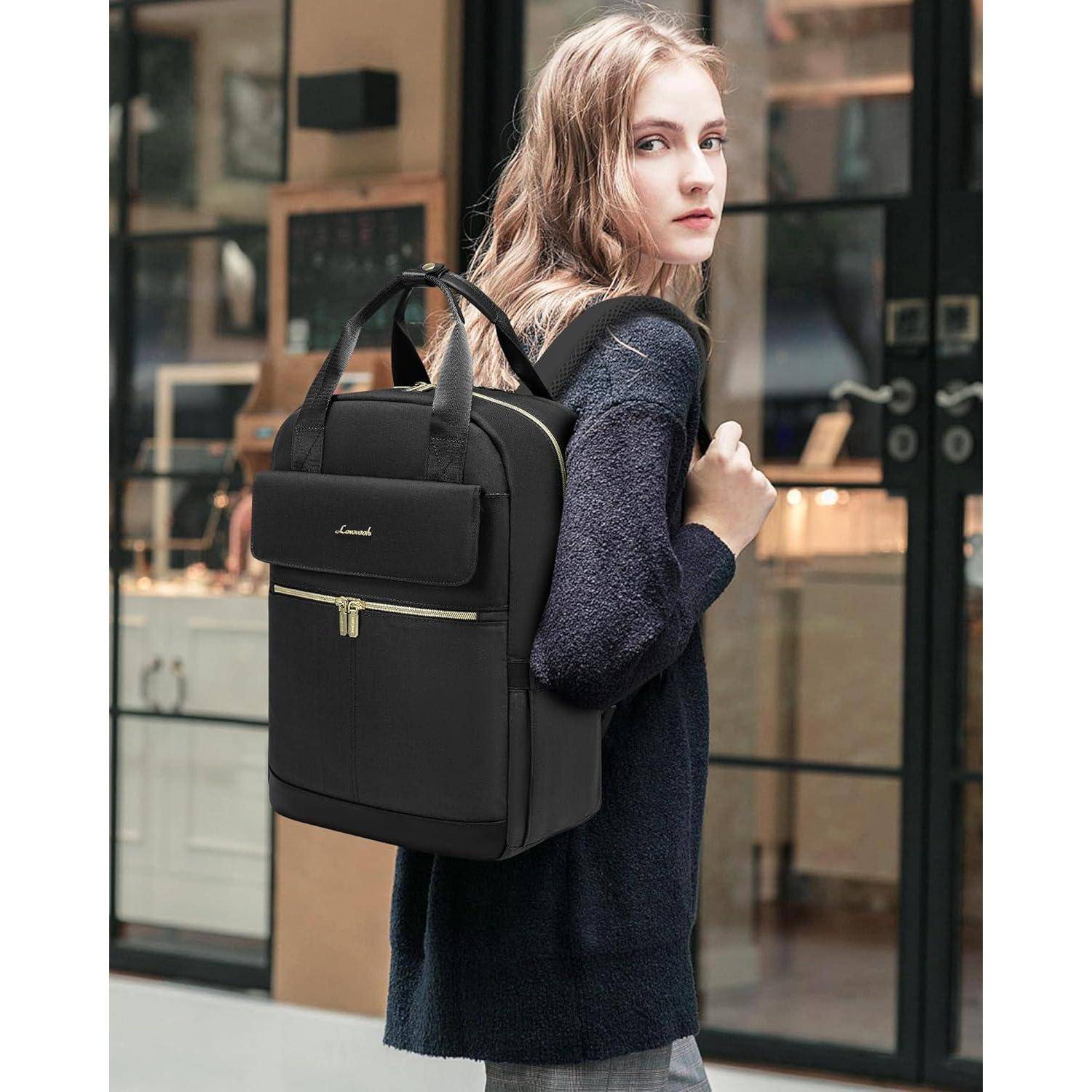 Laptop Rucksack Damen 15,6 Zoll Wasserdicht Schwarz