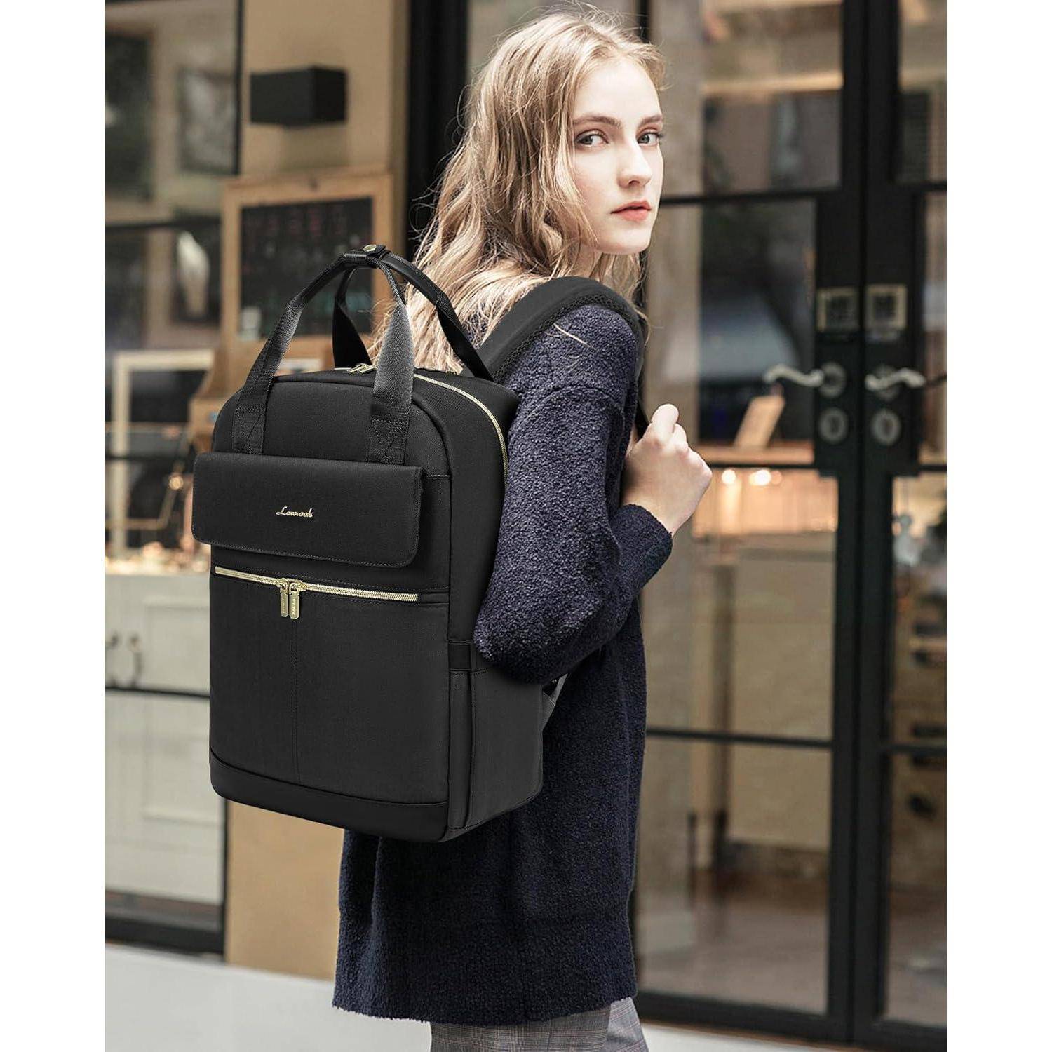 Großer Damenrucksack 17 Zoll Laptop wasserdicht Schwarz