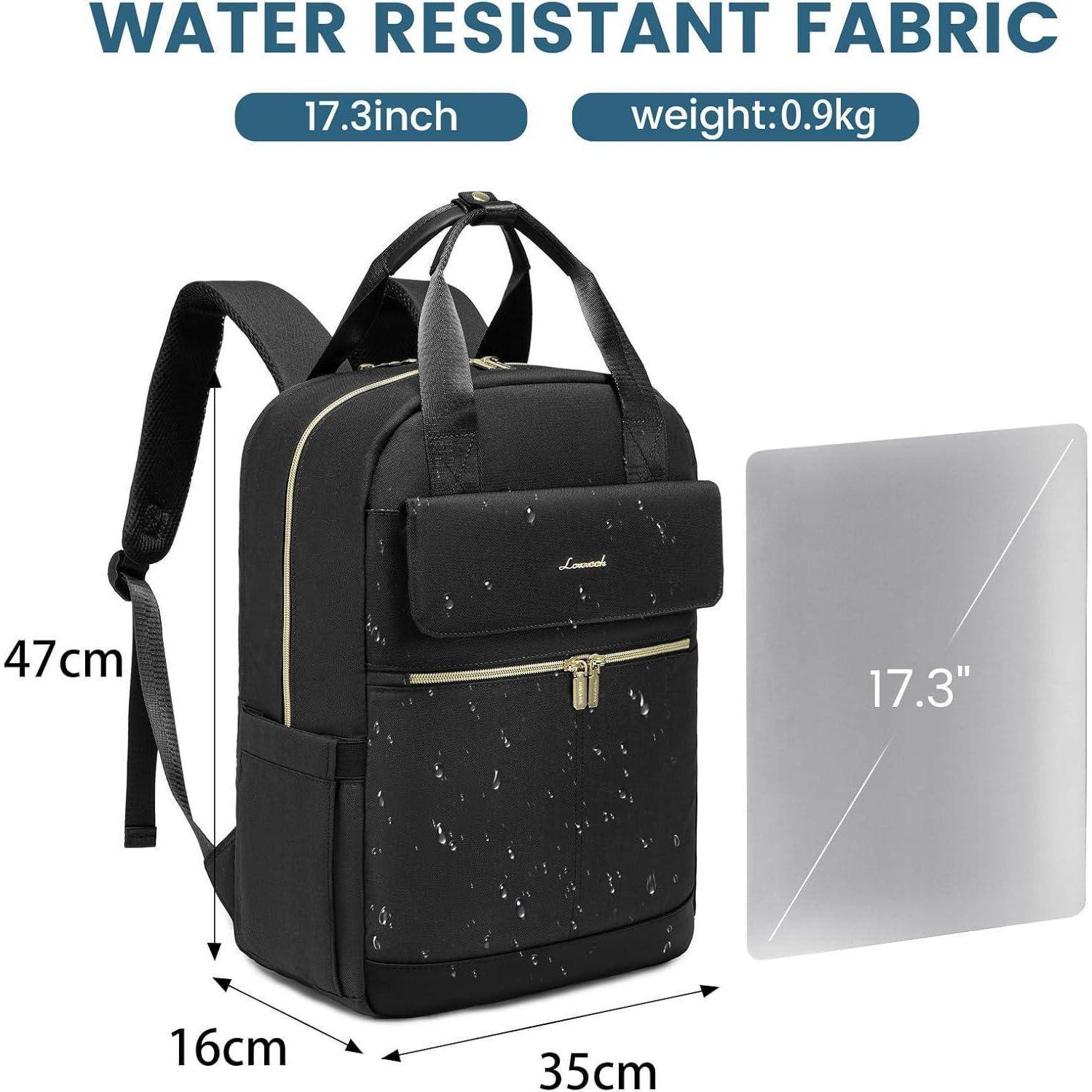 Großer Damenrucksack 17 Zoll Laptop wasserdicht Schwarz