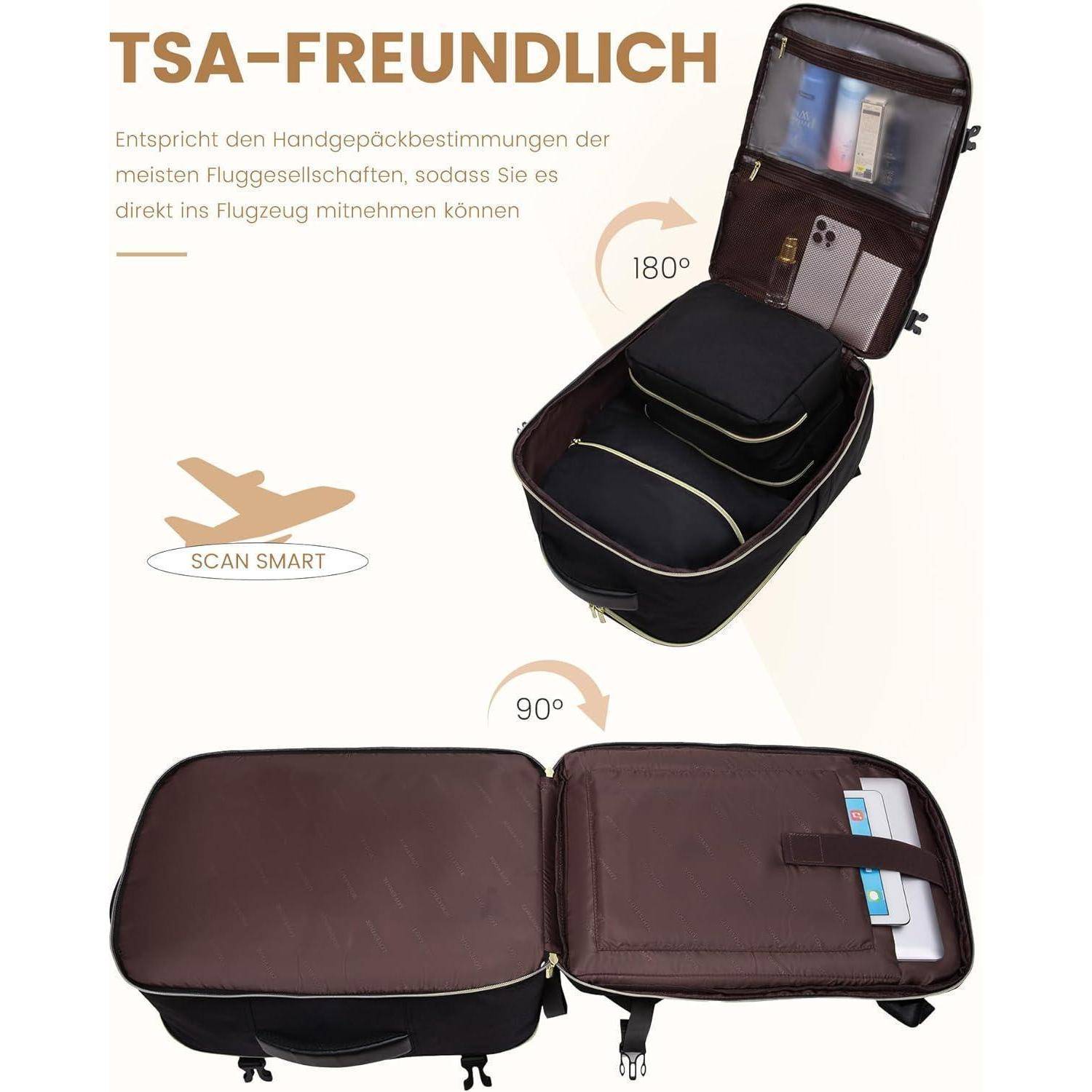 Rucksack Flugzeug Handgepäck Reiserucksack Damen Herren 17.3 Zoll