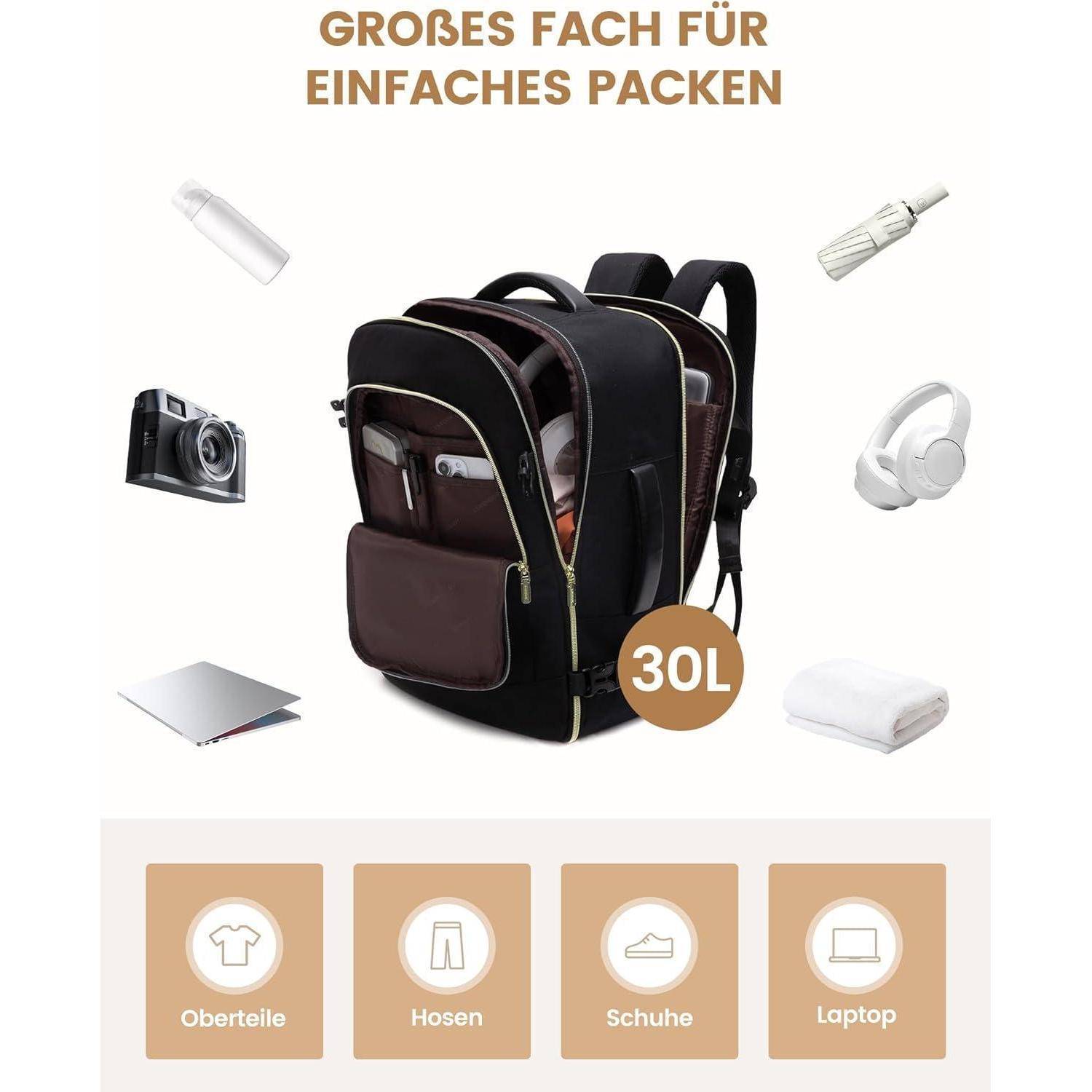 Rucksack Flugzeug Handgepäck Reiserucksack Damen Herren 17.3 Zoll