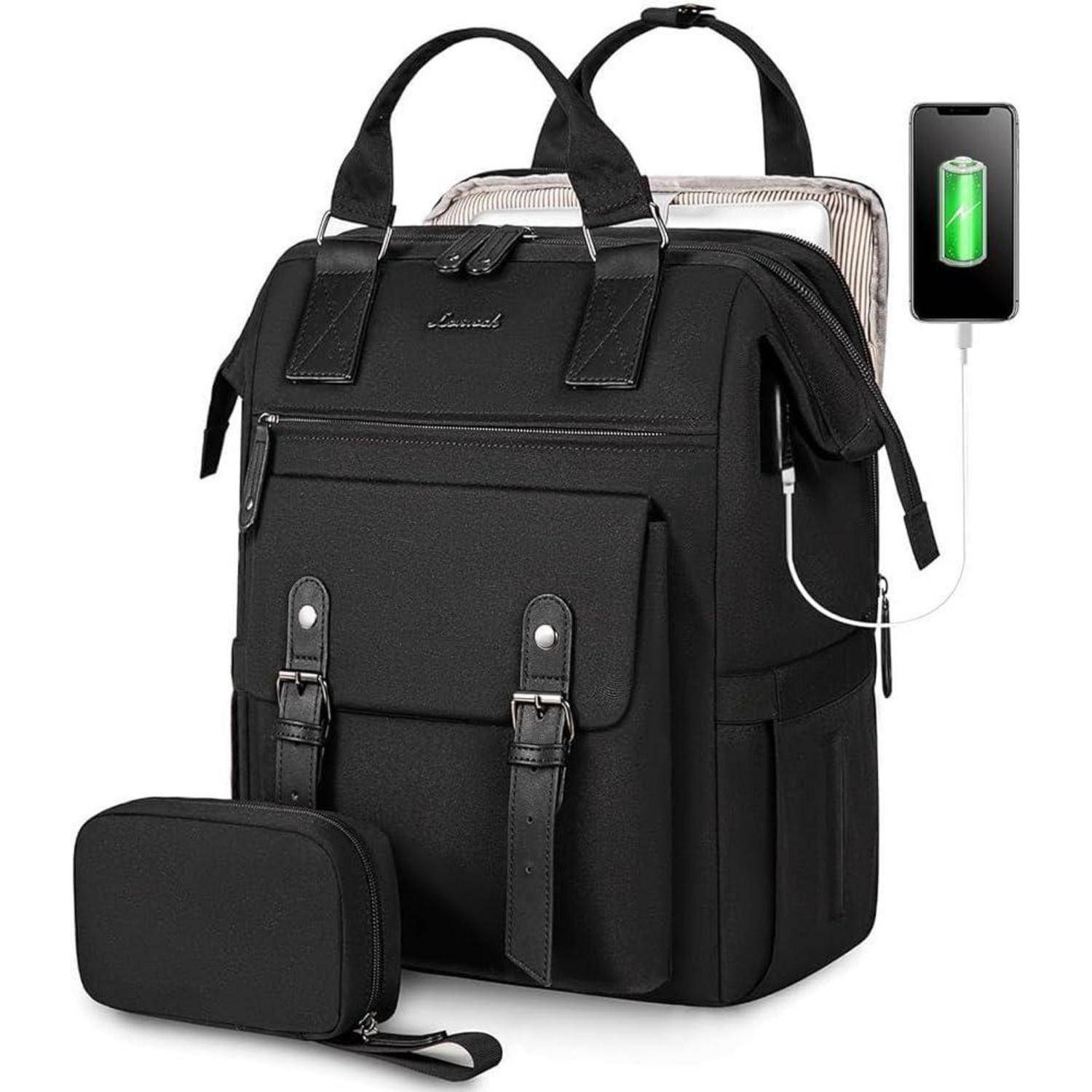 Rucksack Damen Laptopfach wasserdicht 15,6 Zoll-Update Schwarz