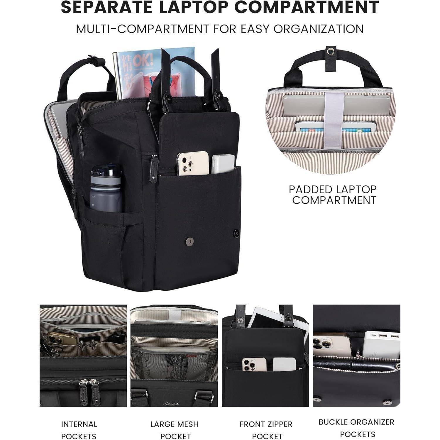 Rucksack Damen Laptopfach wasserdicht 15,6 Zoll-Update Schwarz