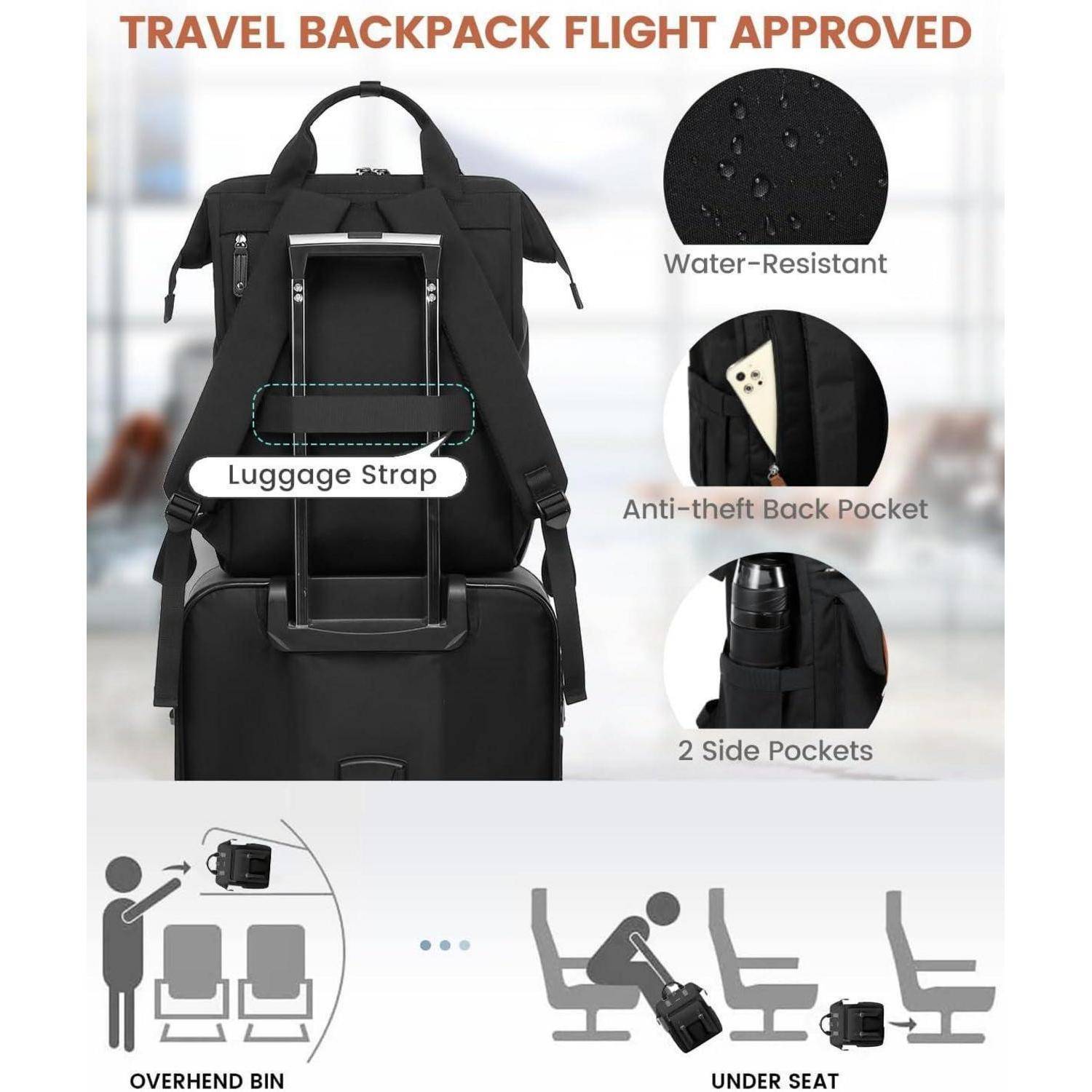 Rucksack Damen Laptopfach wasserdicht 15,6 Zoll-Update Schwarz