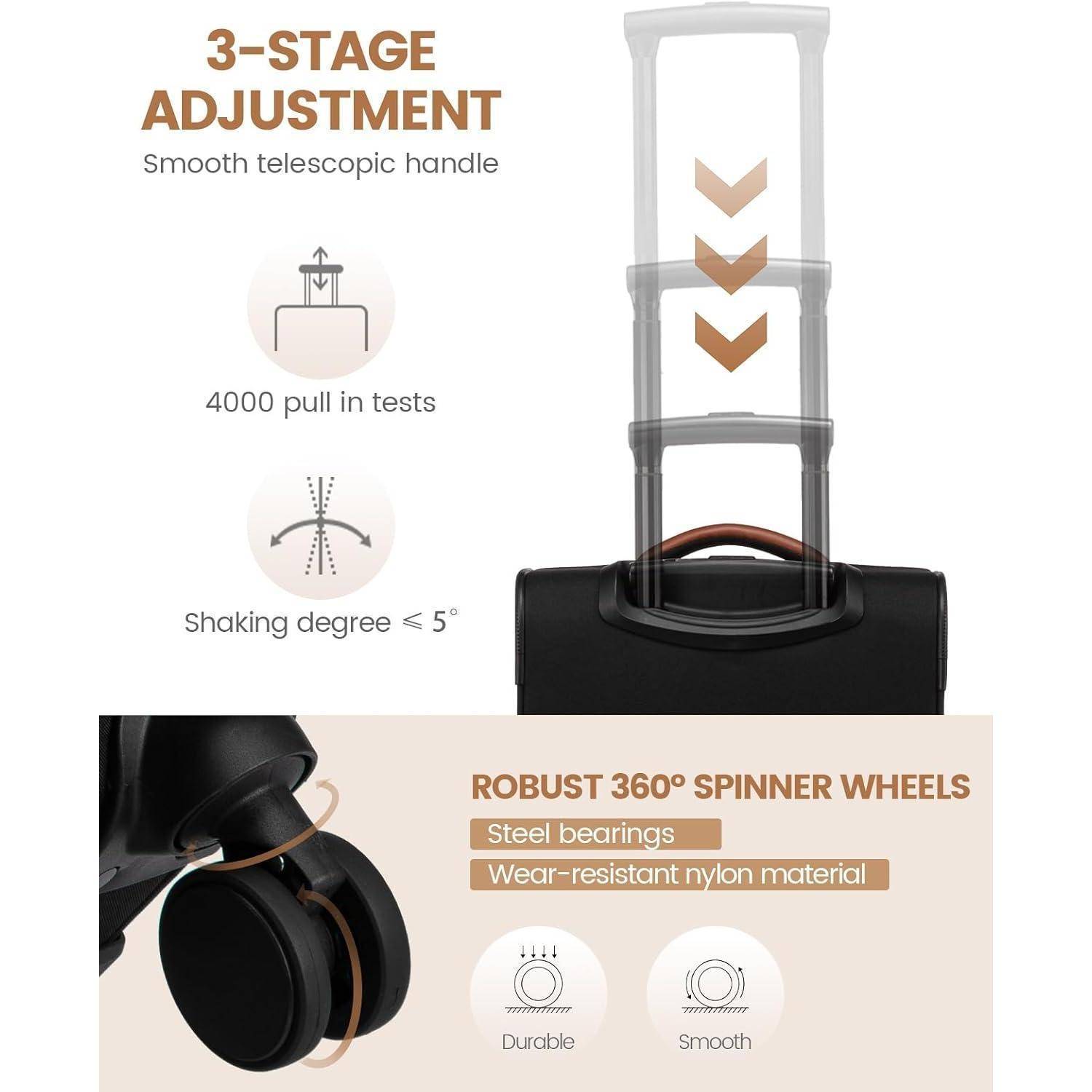 Handgepäck Koffer Trolleys 55X40X20 4 Rollen Stoff Carry On Luggage