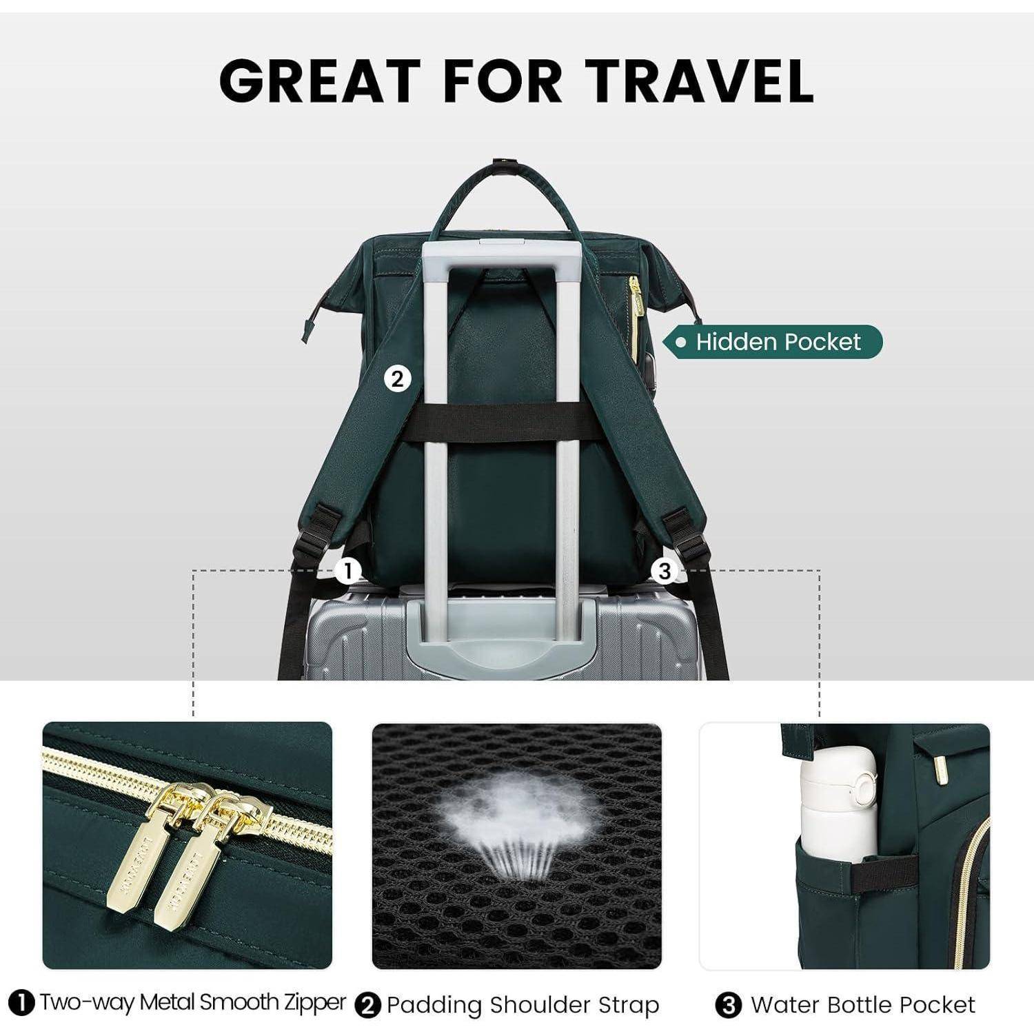 Wasserdichter Damen Rucksack 15,6 Zoll USB-Ladeanschluss