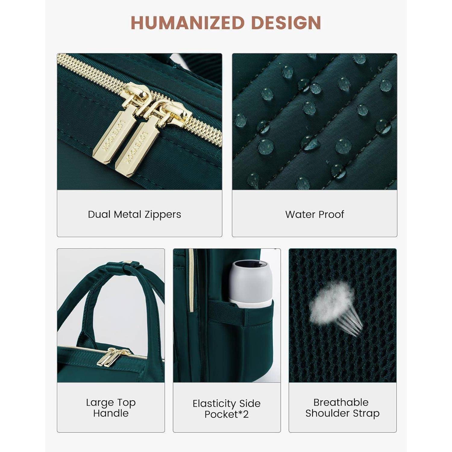 Rucksack mit 'Humanized Design' verfügt über zwei Metallreißverschlüsse, wasserdichtes Material, großen Tragegriff, Seitentasche und atmungsaktiven Trageriemen.