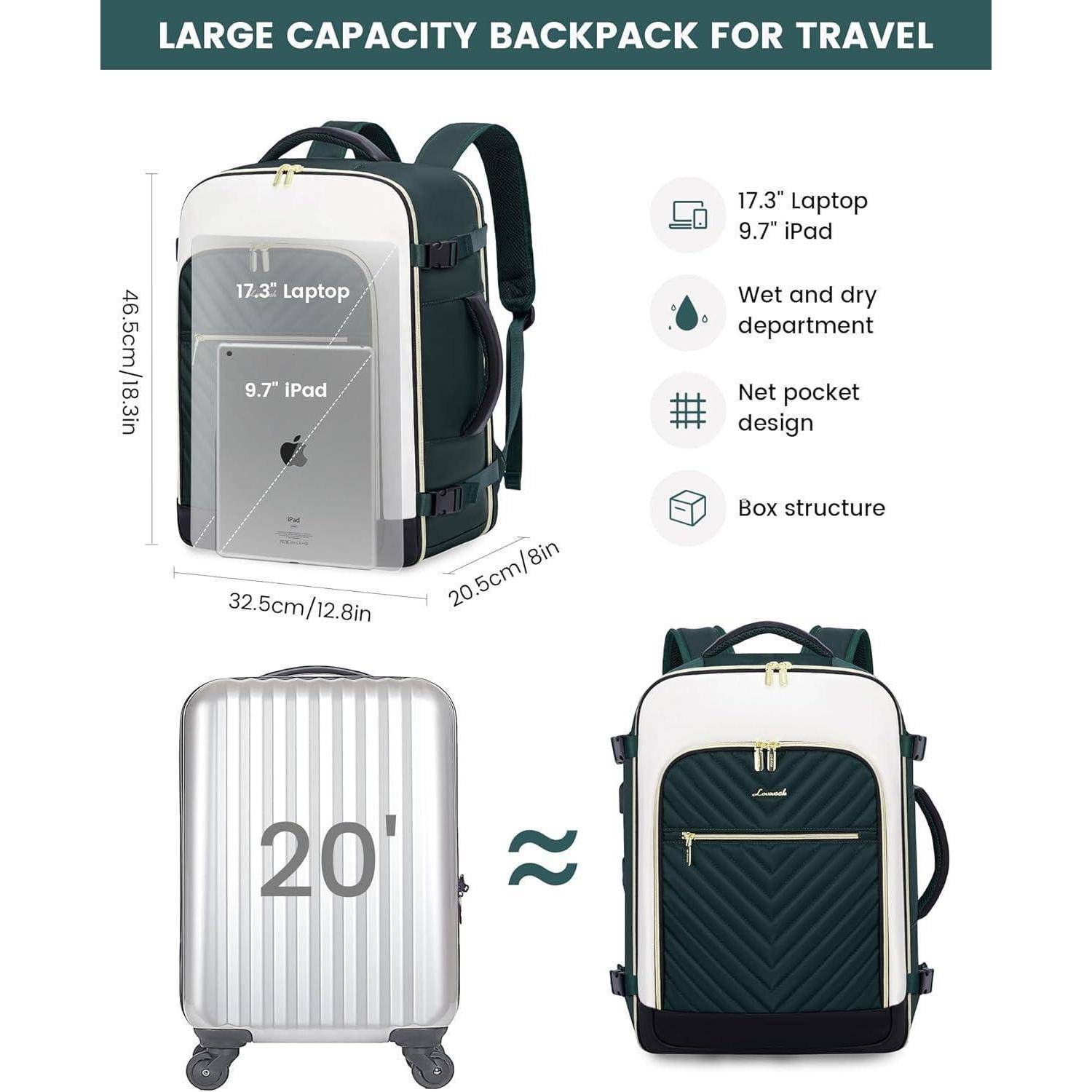 Reiserucksack Damen Handgepäck 17.3" Laptop Rucksack Wasserdicht für