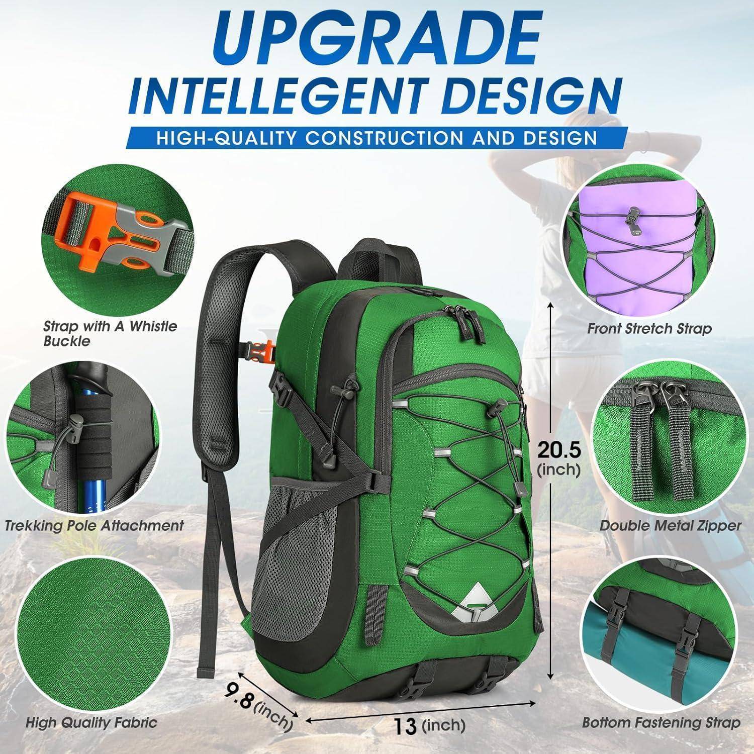 Wanderrucksack 40L Wasserdicht Leicht Faltbar Trekking Sport