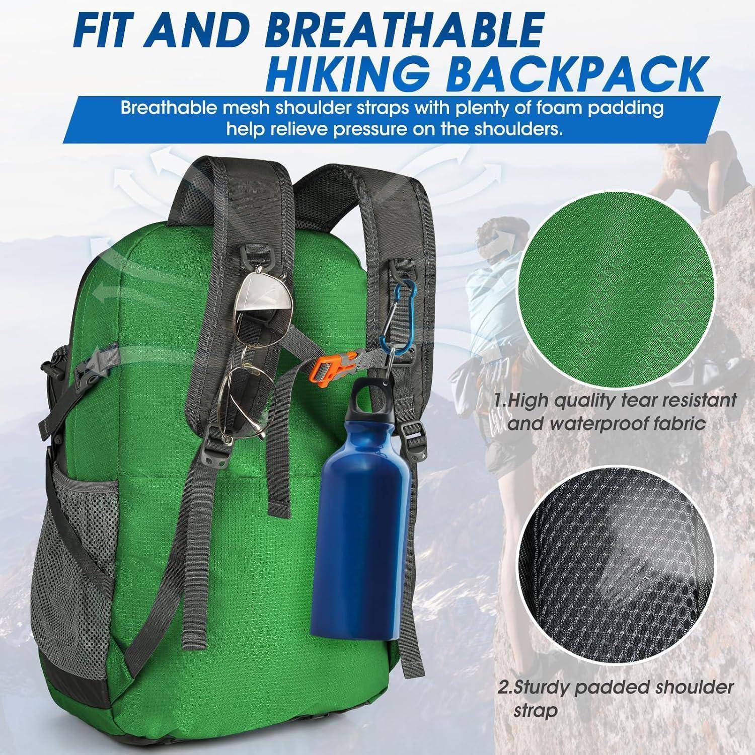 Wanderrucksack 40L Wasserdicht Leicht Faltbar Trekking Sport