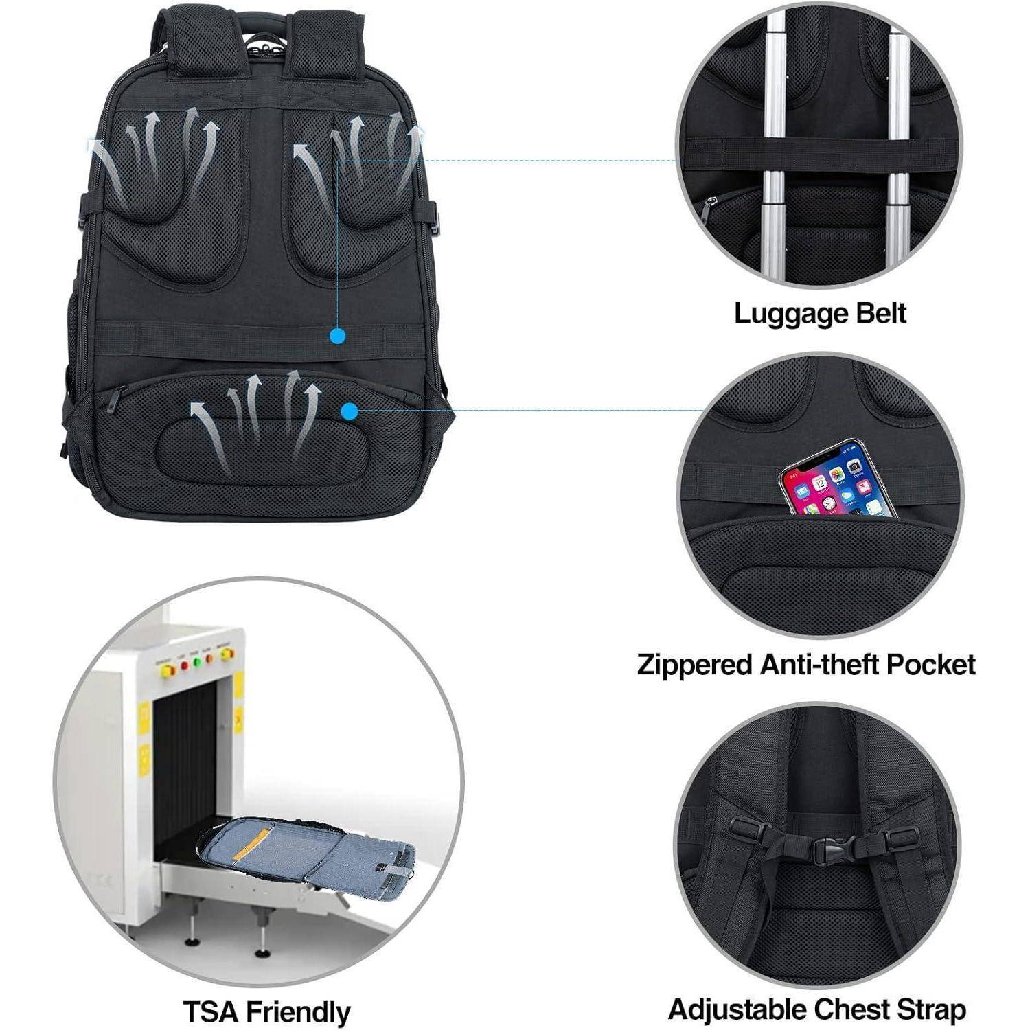 Laptop Rucksack 18,4 Zoll Hartschale RFID Taschen Wasserabweisend