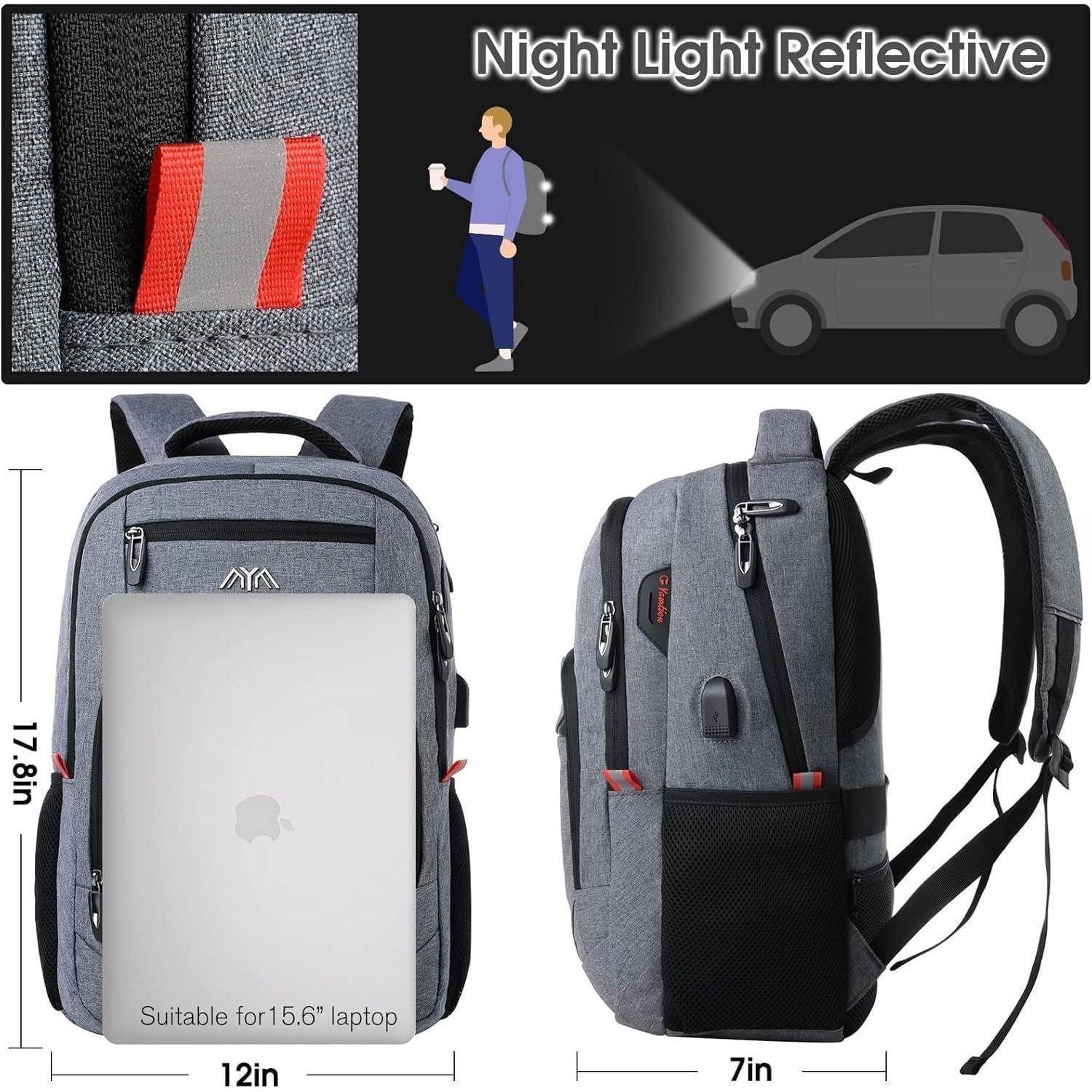 Schulrucksack Laptop USB Ladeanschluss Jungen Grau230 15,6 Zoll