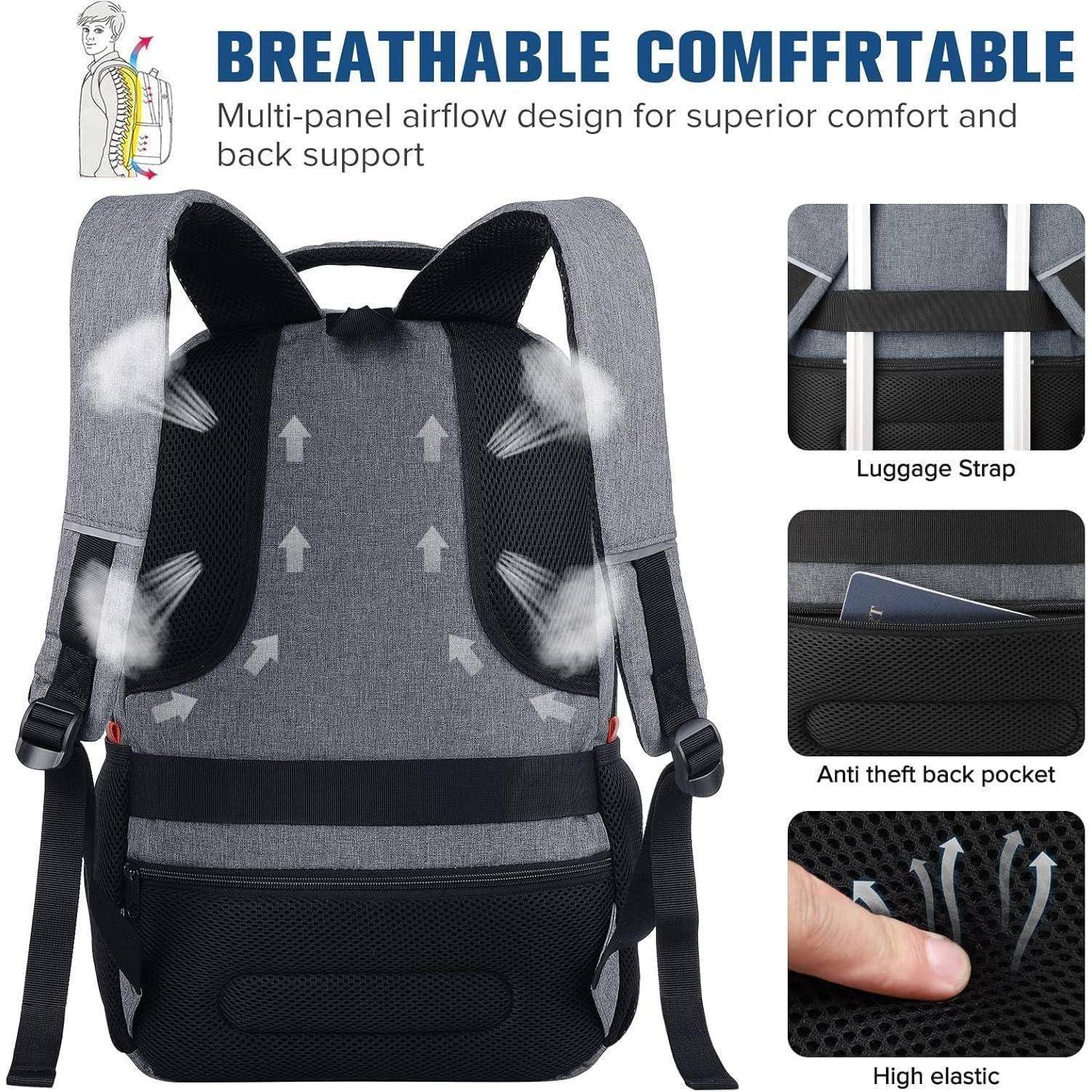 Schulrucksack Laptop USB Ladeanschluss Jungen Grau230 15,6 Zoll