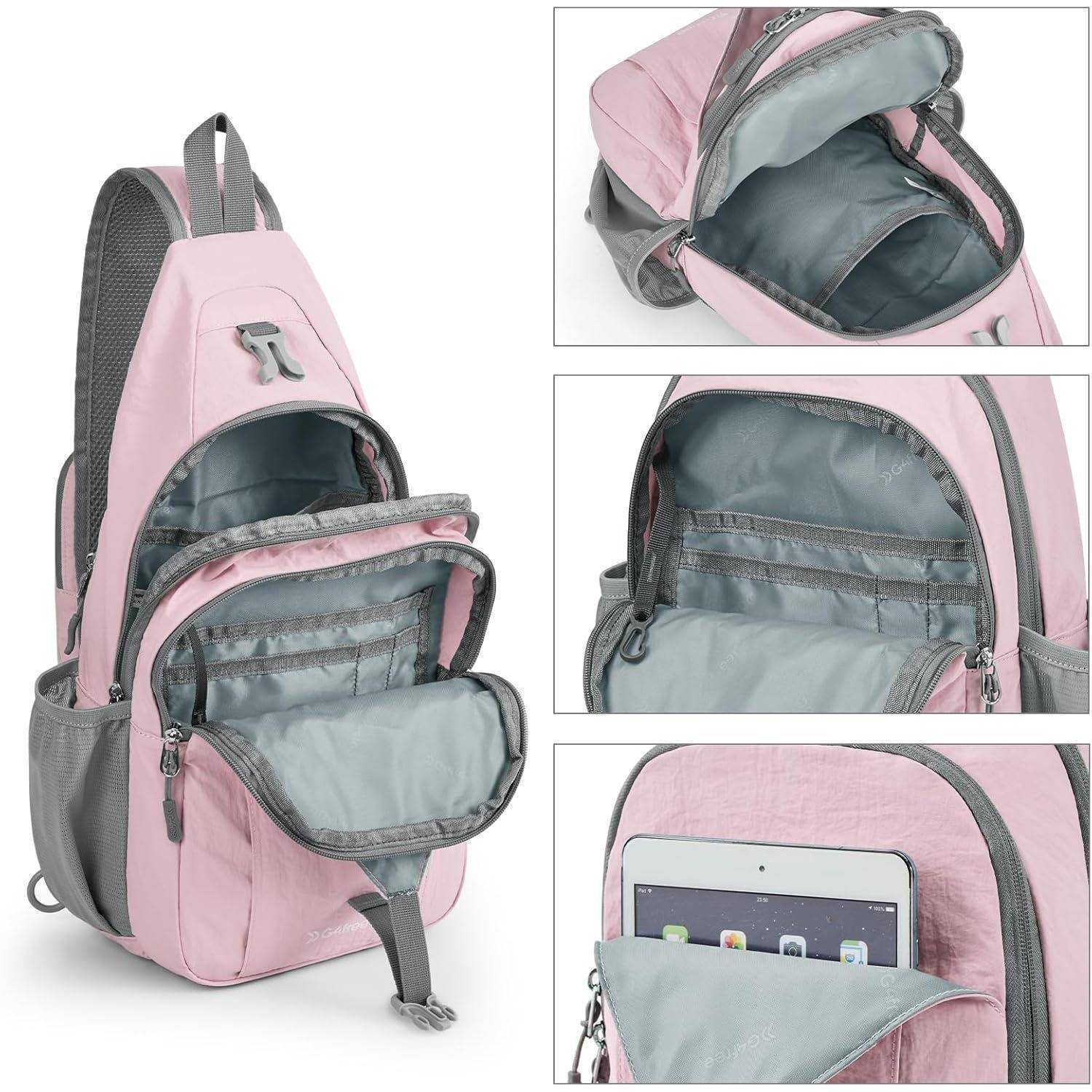 Slingbag Brusttasche Diebstahlschutz Kopfhörerloch Herren Rosa
